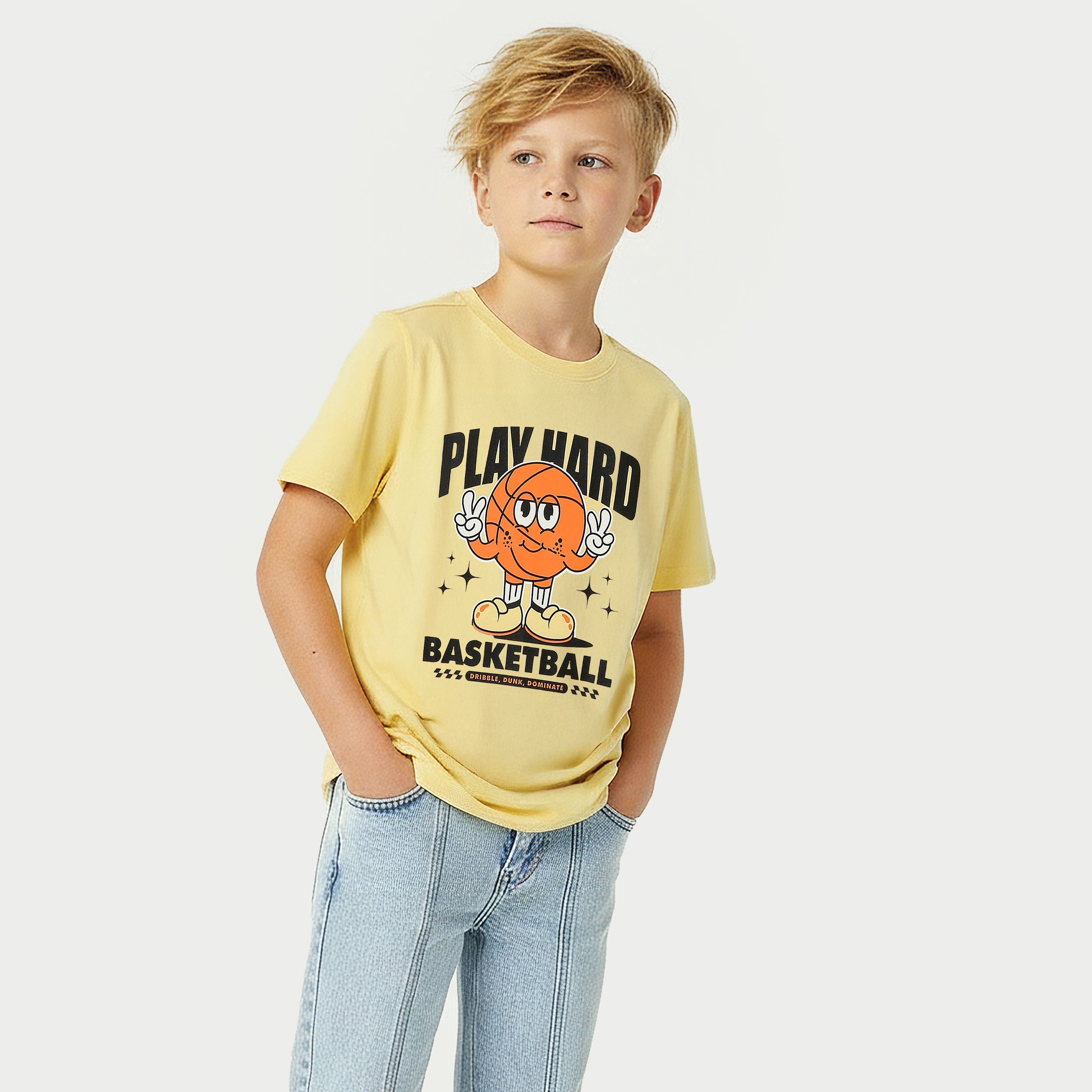 Juniors Crew Neck Short Sleeves T-shirt with Graphic Print-boys-clothing-tshirtsandpolos-image-1