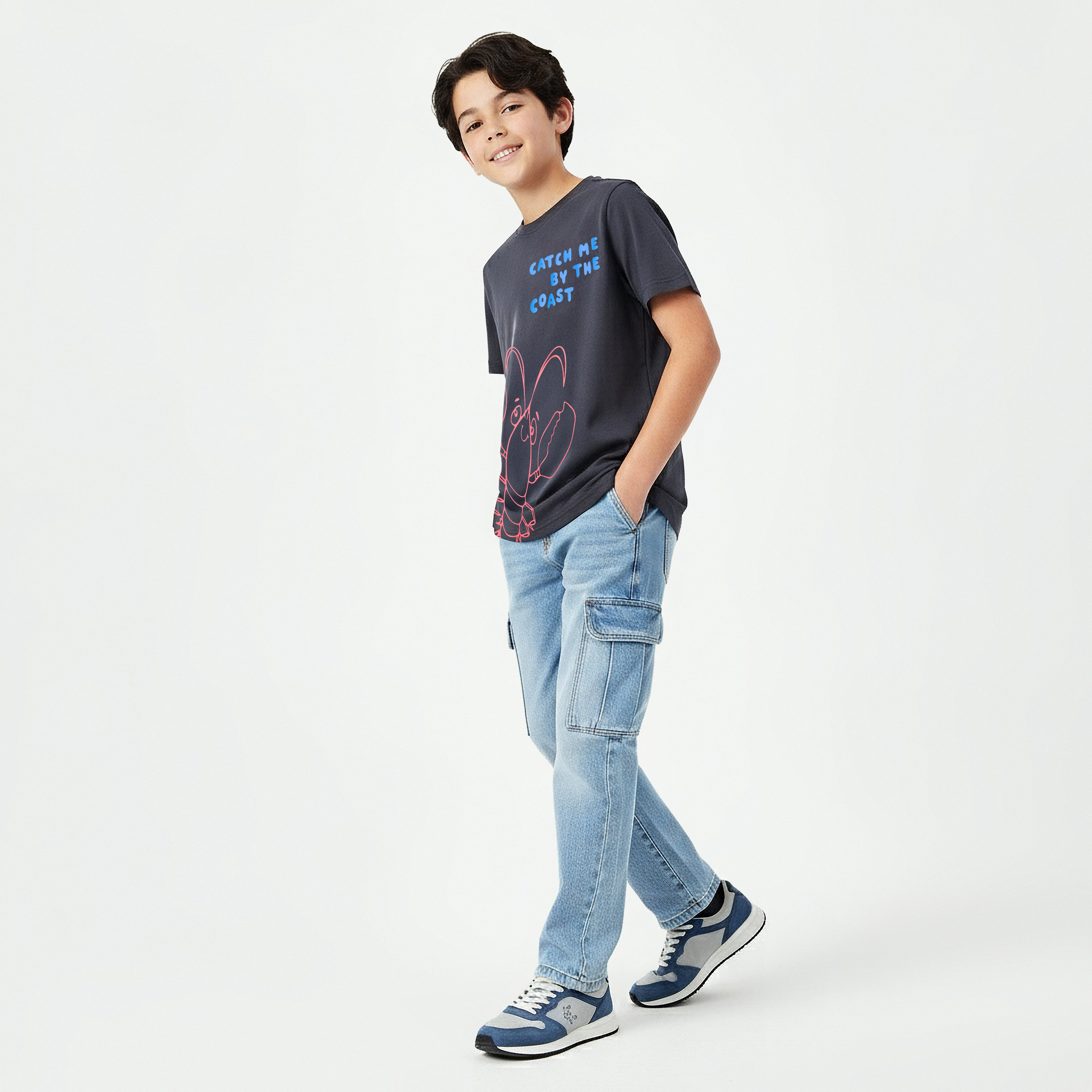 Juniors Crew Neck Short Sleeves T-shirt with Graphic Print-promo_babyshop_Buy2for30_KSA130526-image-2