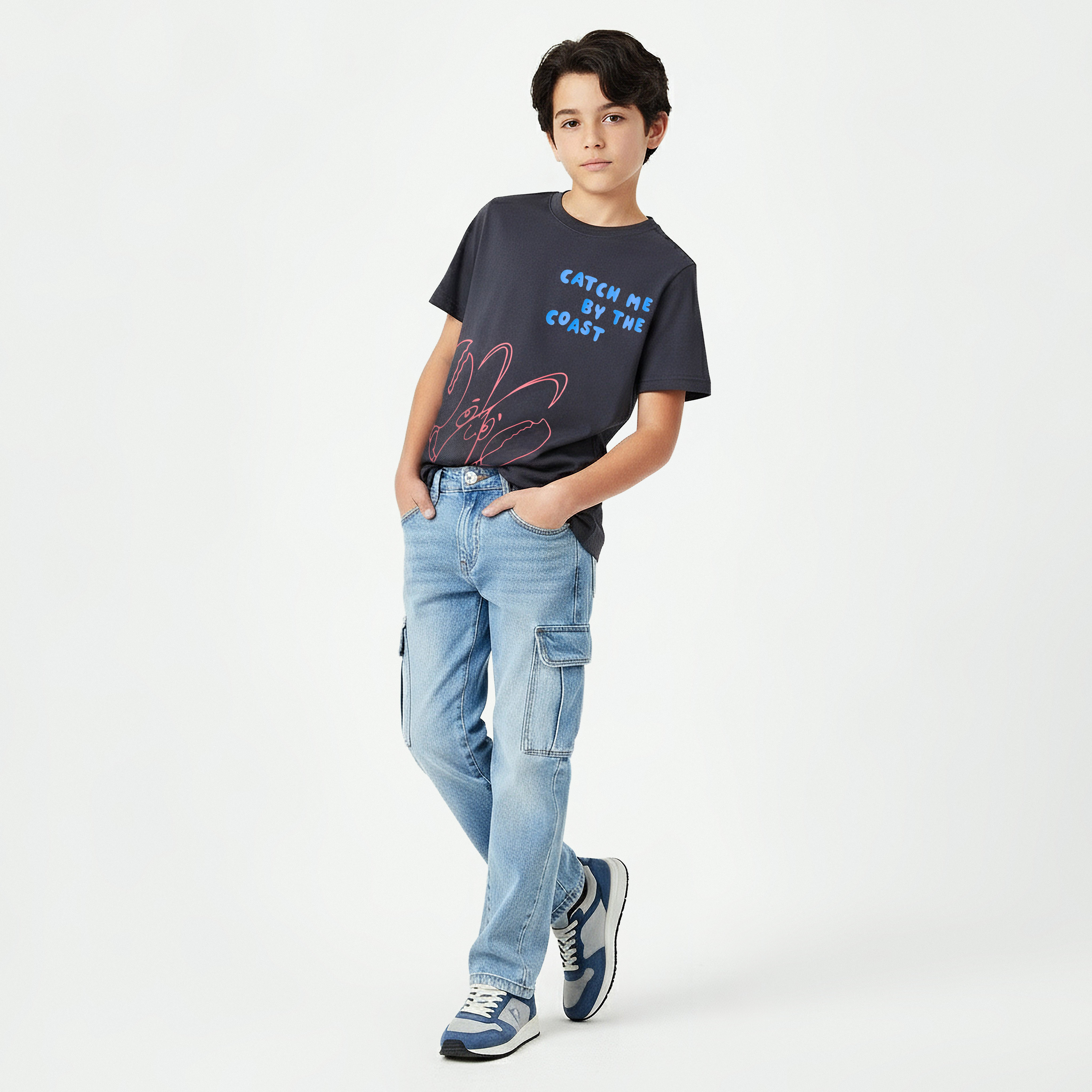 Juniors Crew Neck Short Sleeves T-shirt with Graphic Print-promo_babyshop_Buy2for30_KSA130526-image-5
