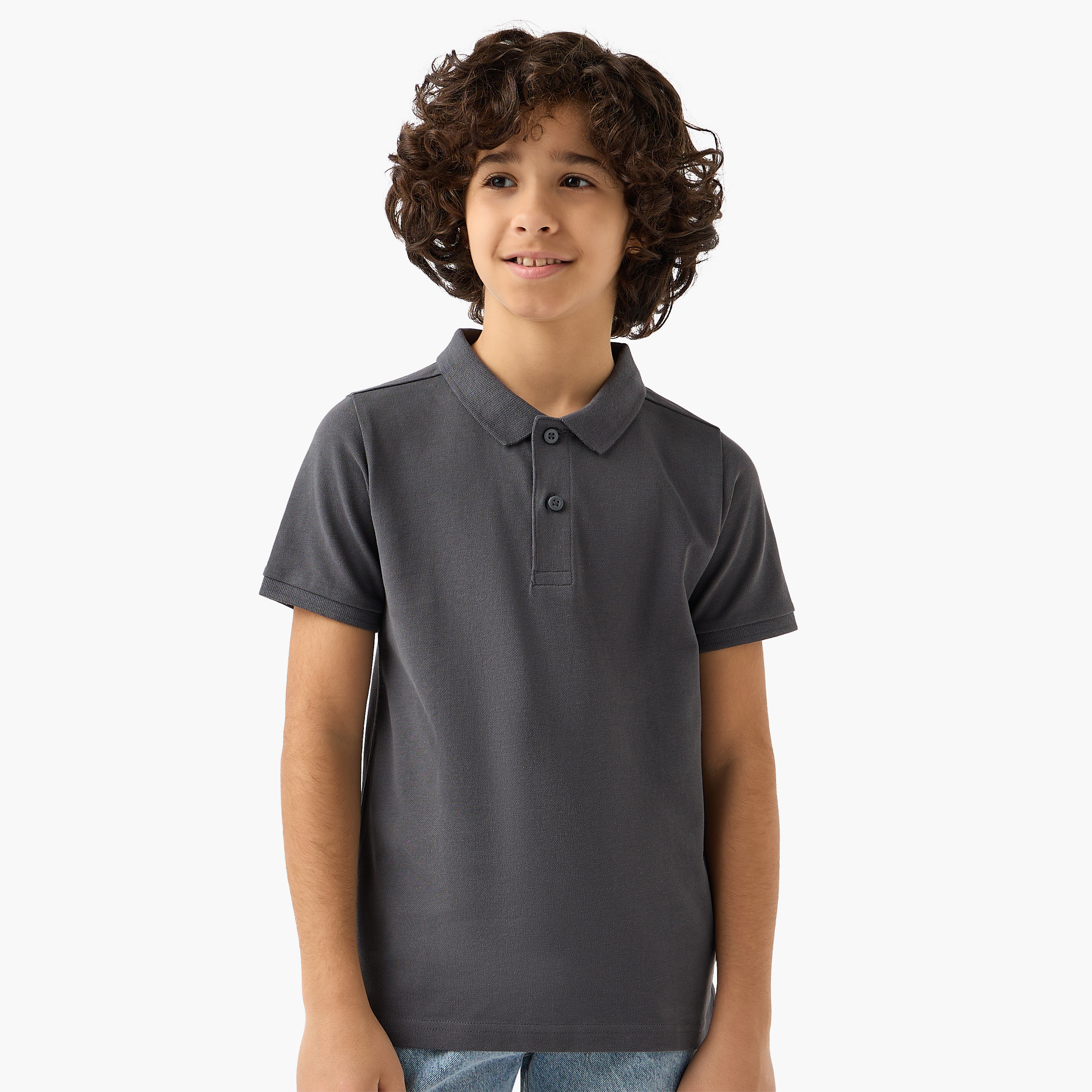 Juniors Collared Short Sleeves Polo T-shirt with Button Placket-boys-clothing-tshirtsandpolos-image-1
