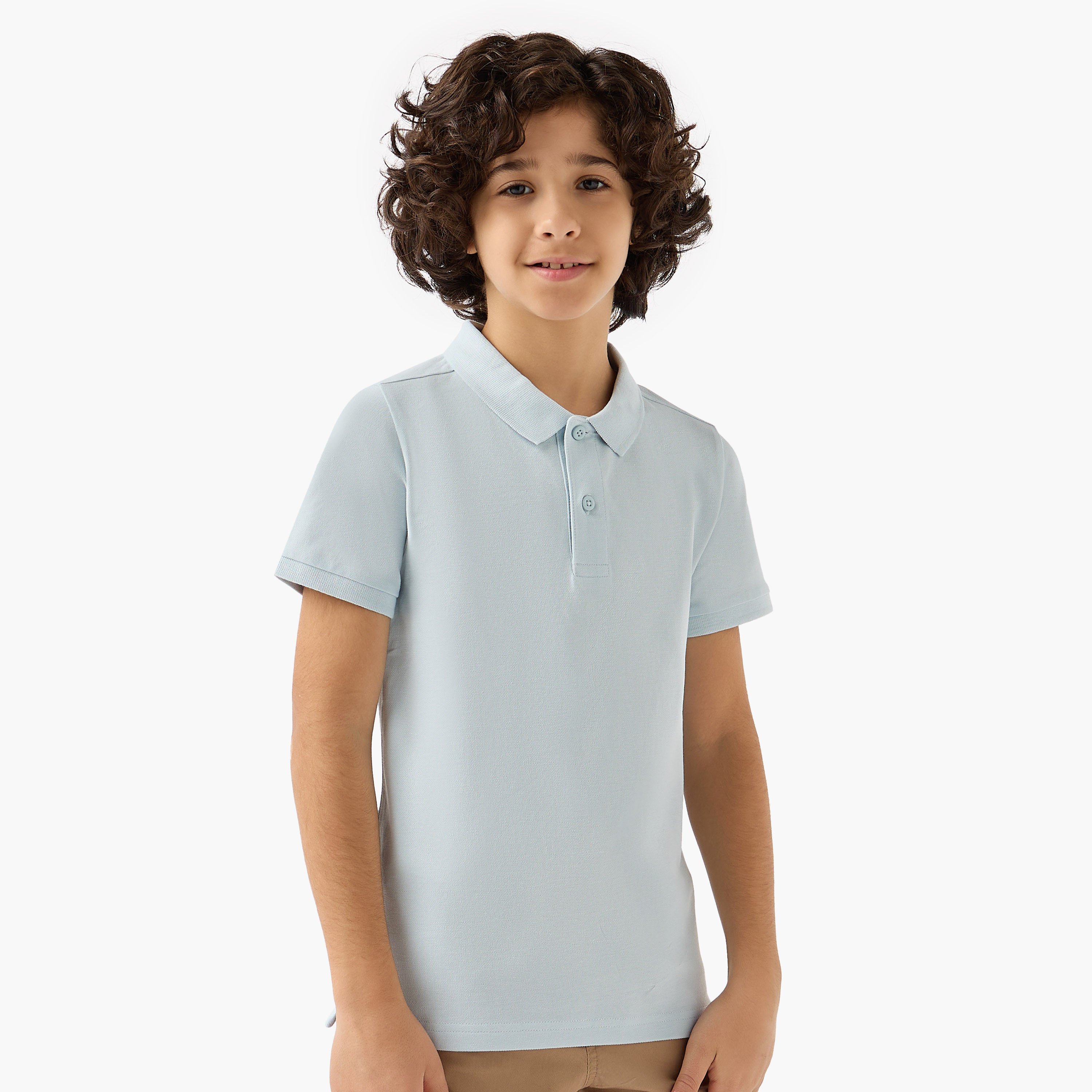 Juniors Collared Short Sleeves Polo T-shirt with Button Placket-boys-clothing-tshirtsandpolos-image-1