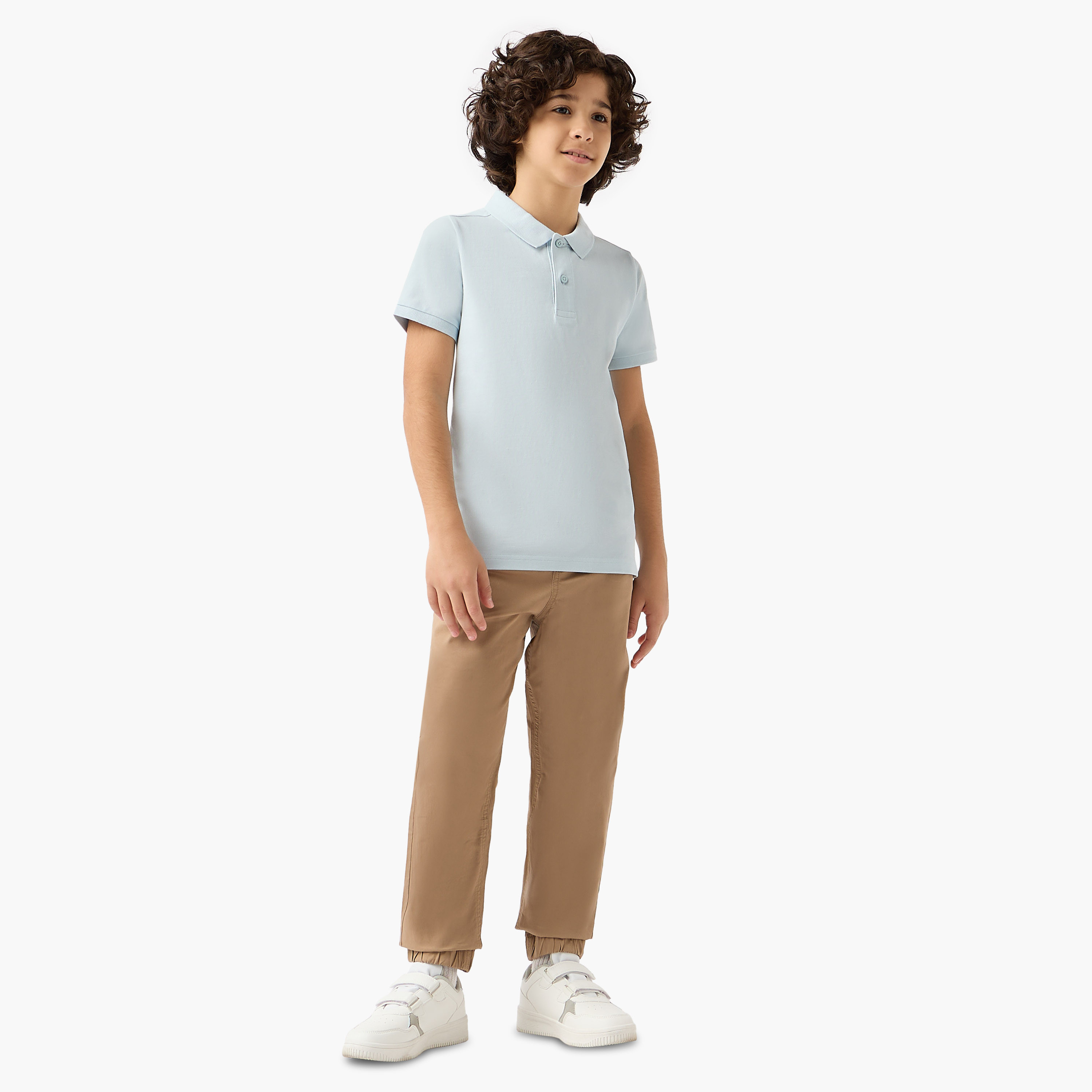 Juniors Collared Short Sleeves Polo T-shirt with Button Placket-boys-clothing-tshirtsandpolos-image-2