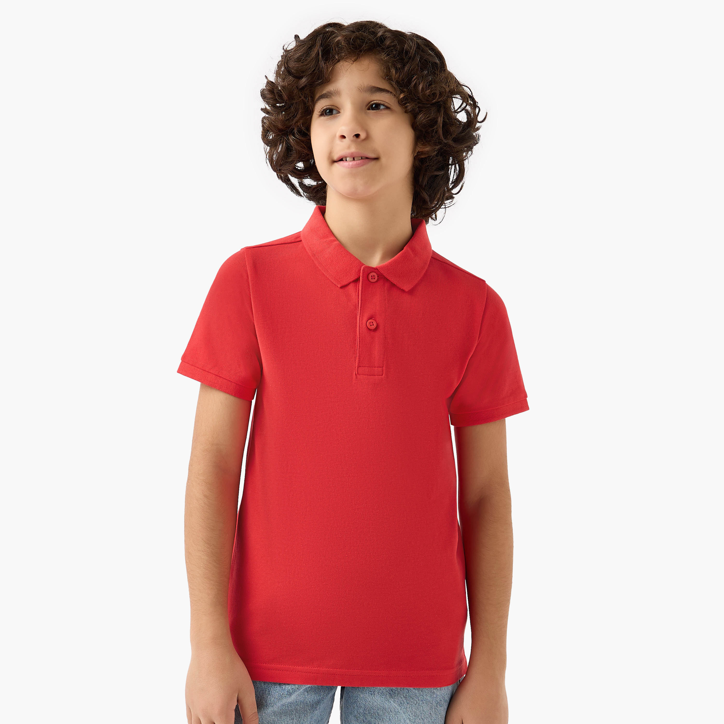 Juniors Collared Short Sleeves Polo T-shirt with Button Placket-boys-clothing-tshirtsandpolos-image-1