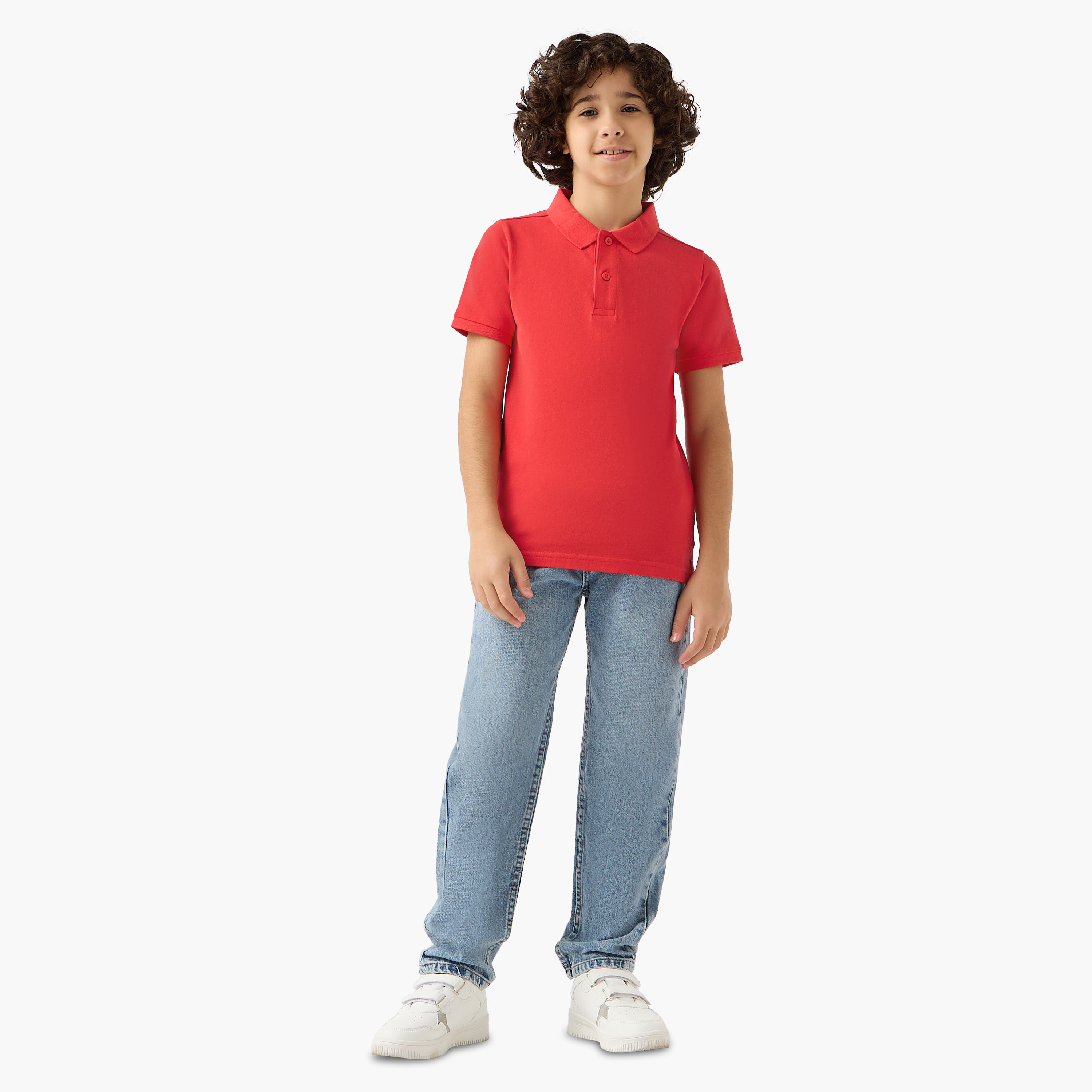 Juniors Collared Short Sleeves Polo T-shirt with Button Placket-boys-clothing-tshirtsandpolos-image-2