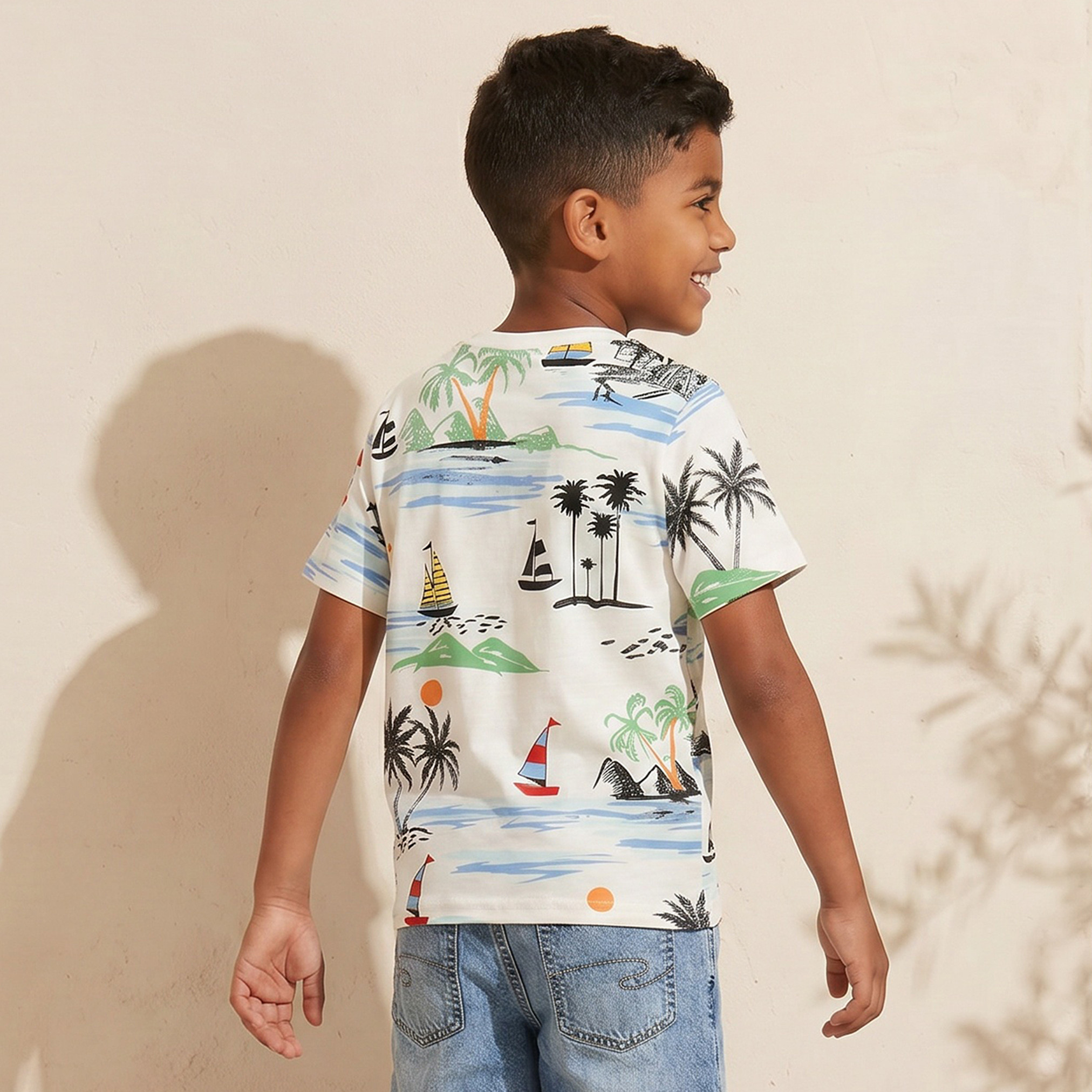 Juniors Crew Neck Short Sleeves T-shirt with Tropical Print-boys-clothing-tshirtsandpolos-image-3