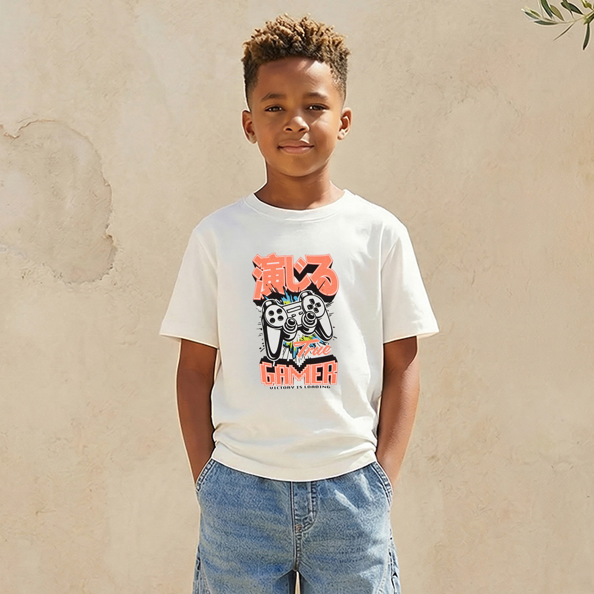 Juniors Crew Neck Short Sleeves T-shirt with Gamer Print-boys-clothing-tshirtsandpolos-image-1