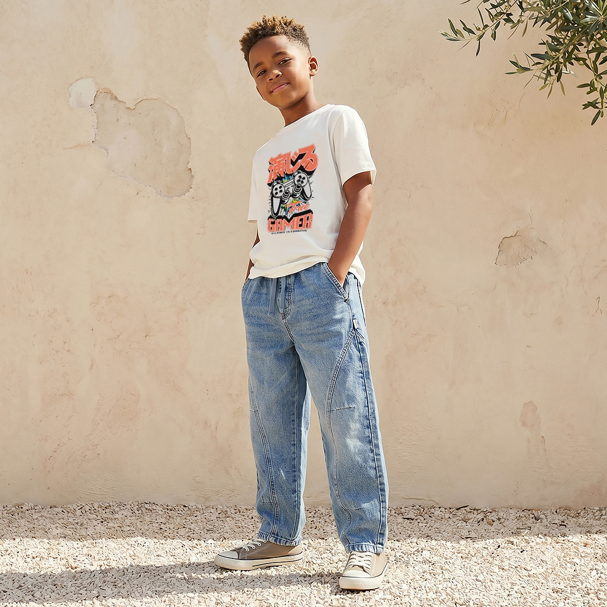 Juniors Crew Neck Short Sleeves T-shirt with Gamer Print-boys-clothing-tshirtsandpolos-image-2