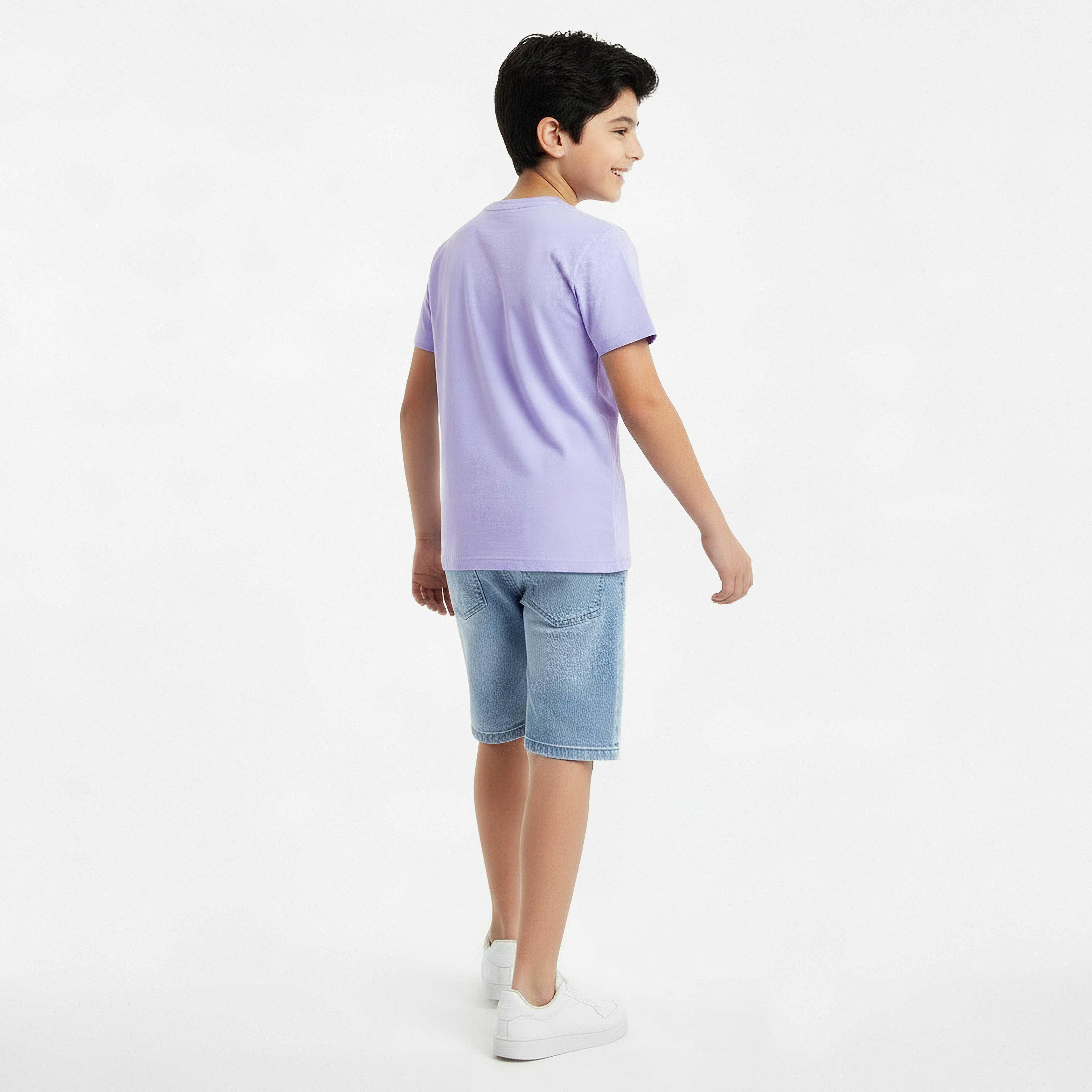 Juniors Crew Neck Short Sleeve T-shirt with Slogan Print-promo_babyshop_Buy2for30_KSA130526-image-3
