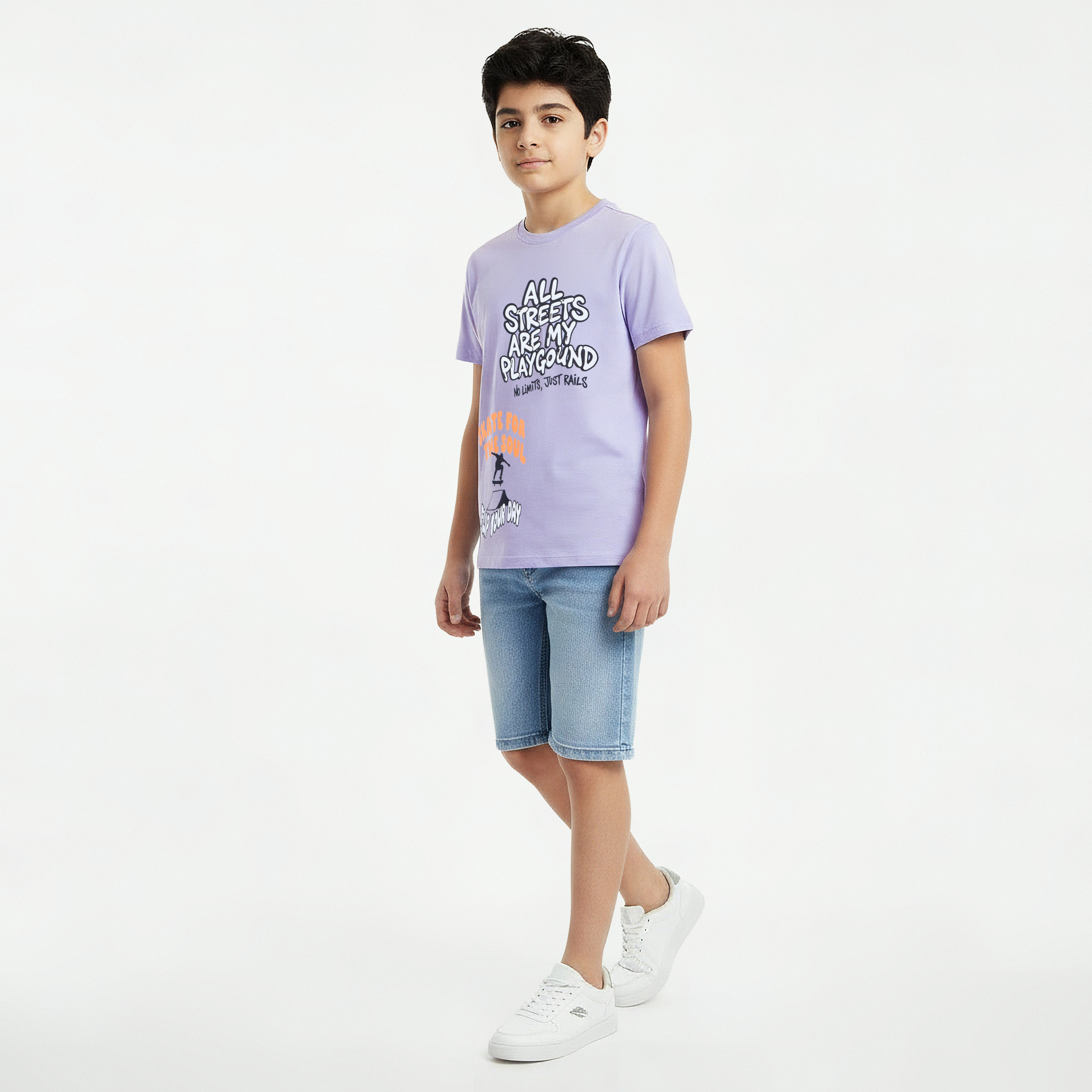 Juniors Crew Neck Short Sleeve T-shirt with Slogan Print-promo_babyshop_Buy2for30_KSA130526-image-5
