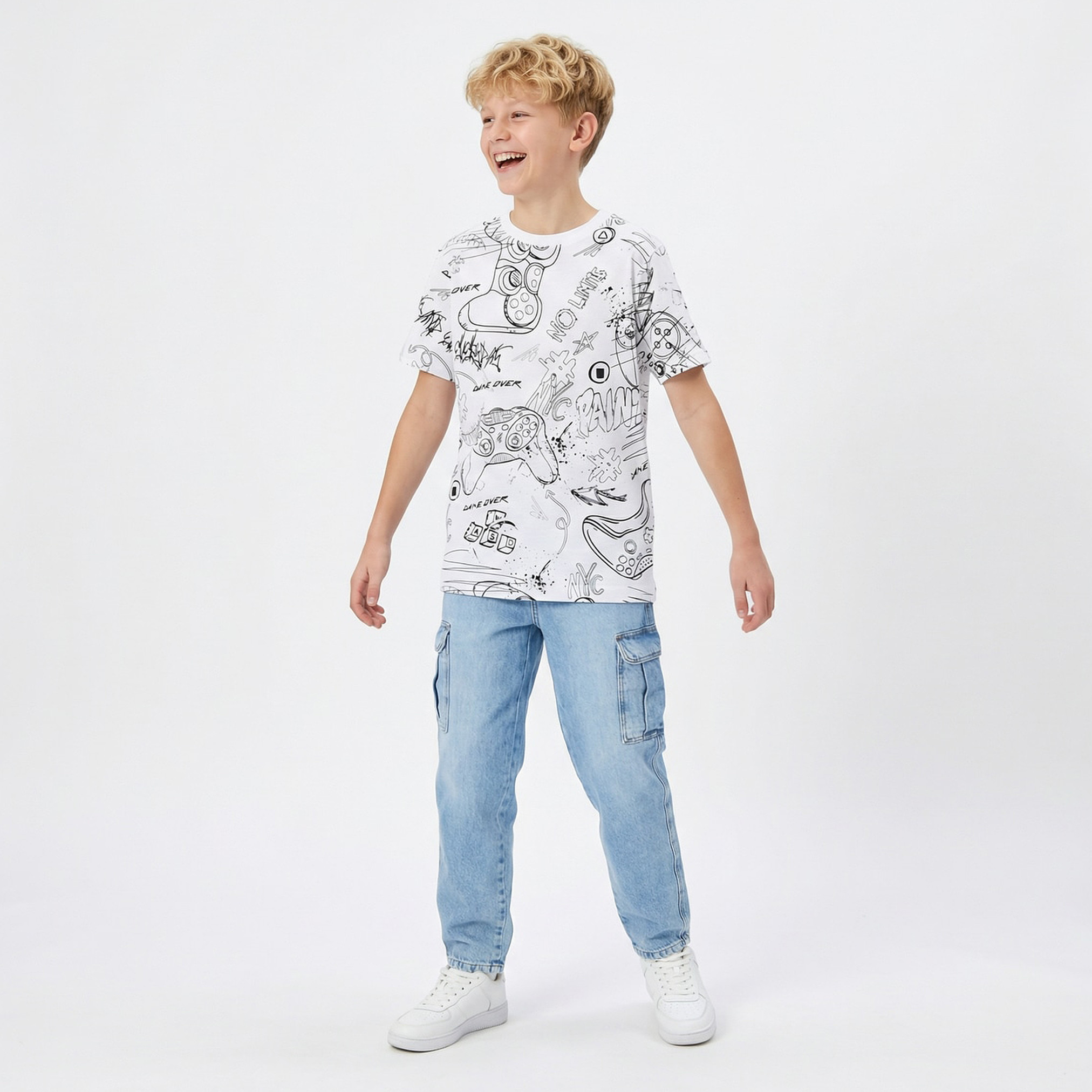 Juniors Crew Neck Short Sleeves T-shirt with Game Print-boys-clothing-tshirtsandpolos-image-2