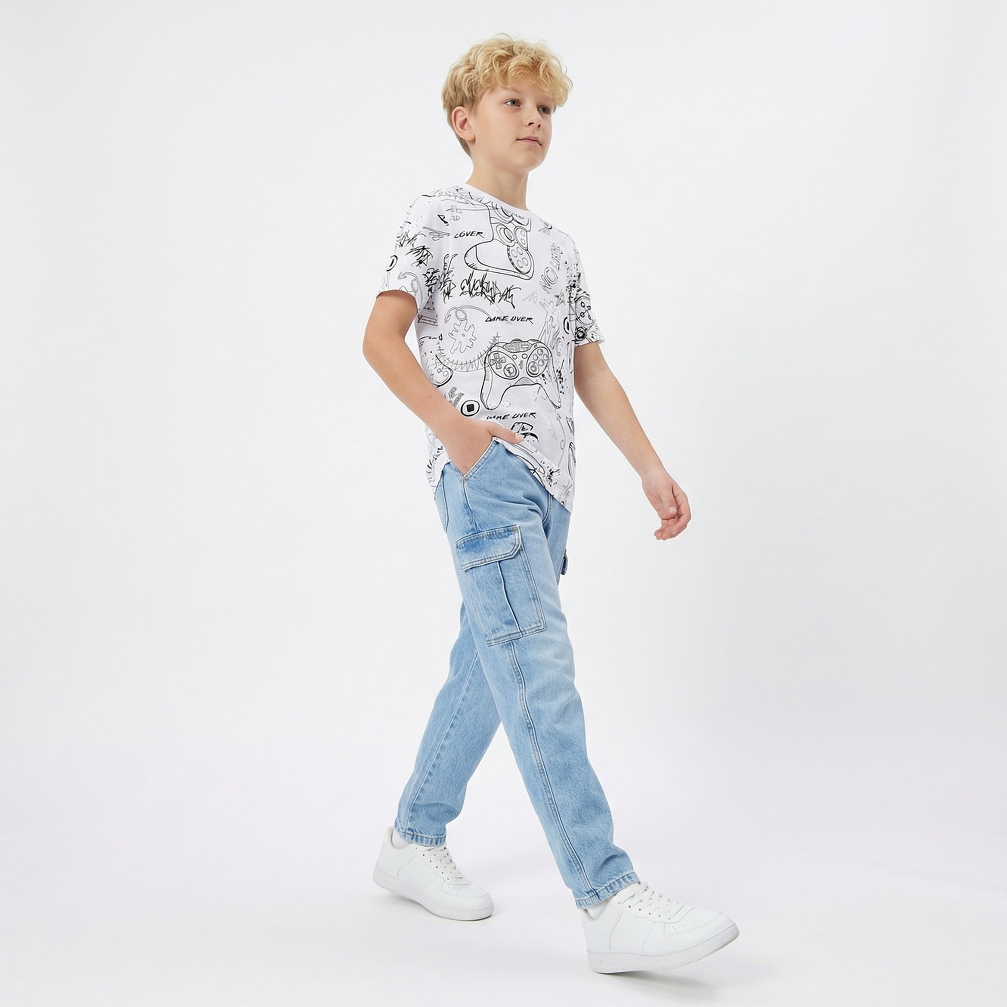 Juniors Crew Neck Short Sleeves T-shirt with Game Print-boys-clothing-tshirtsandpolos-image-4