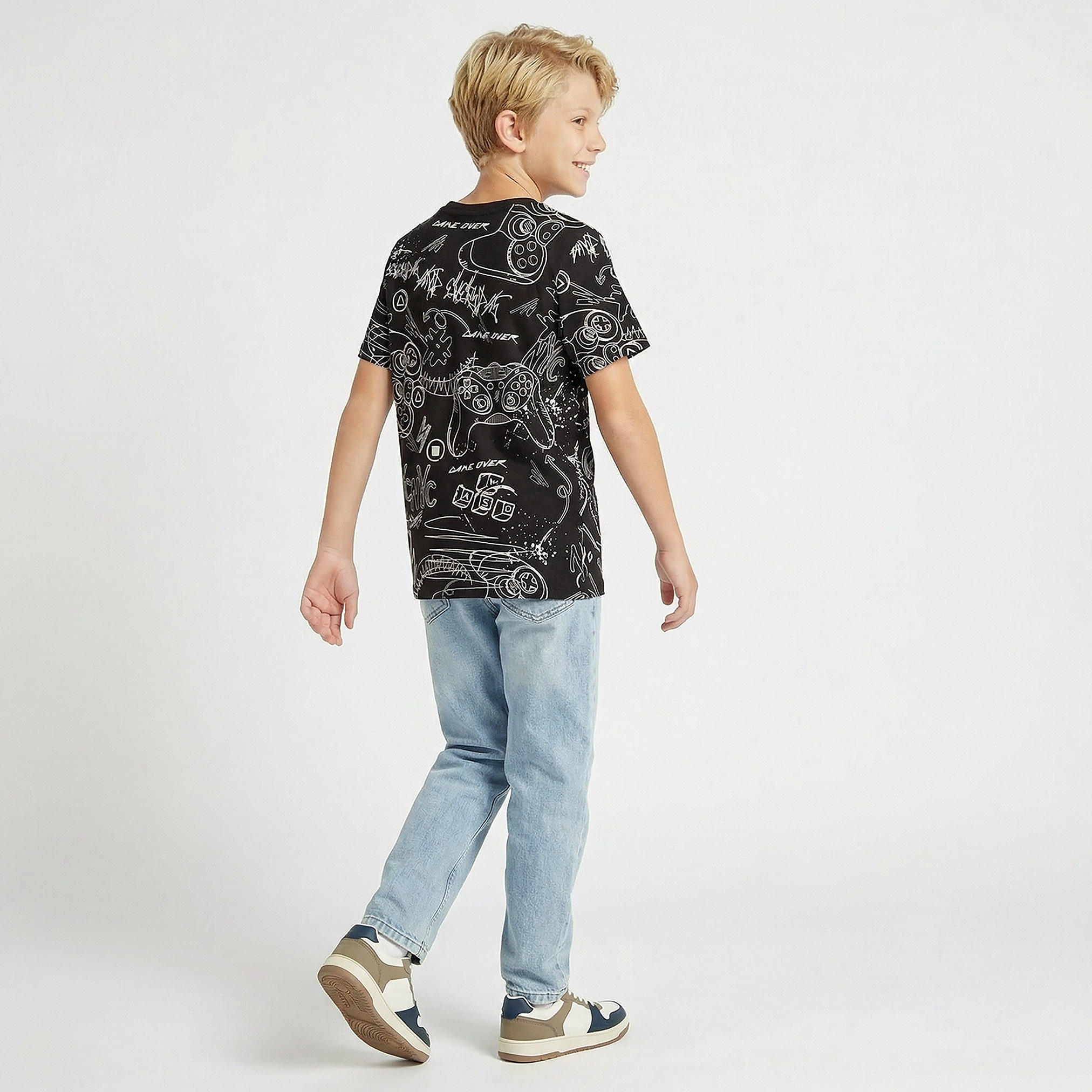 Juniors Crew Neck Short Sleeves T-shirt with Graphic Print-boys-clothing-tshirtsandpolos-image-3