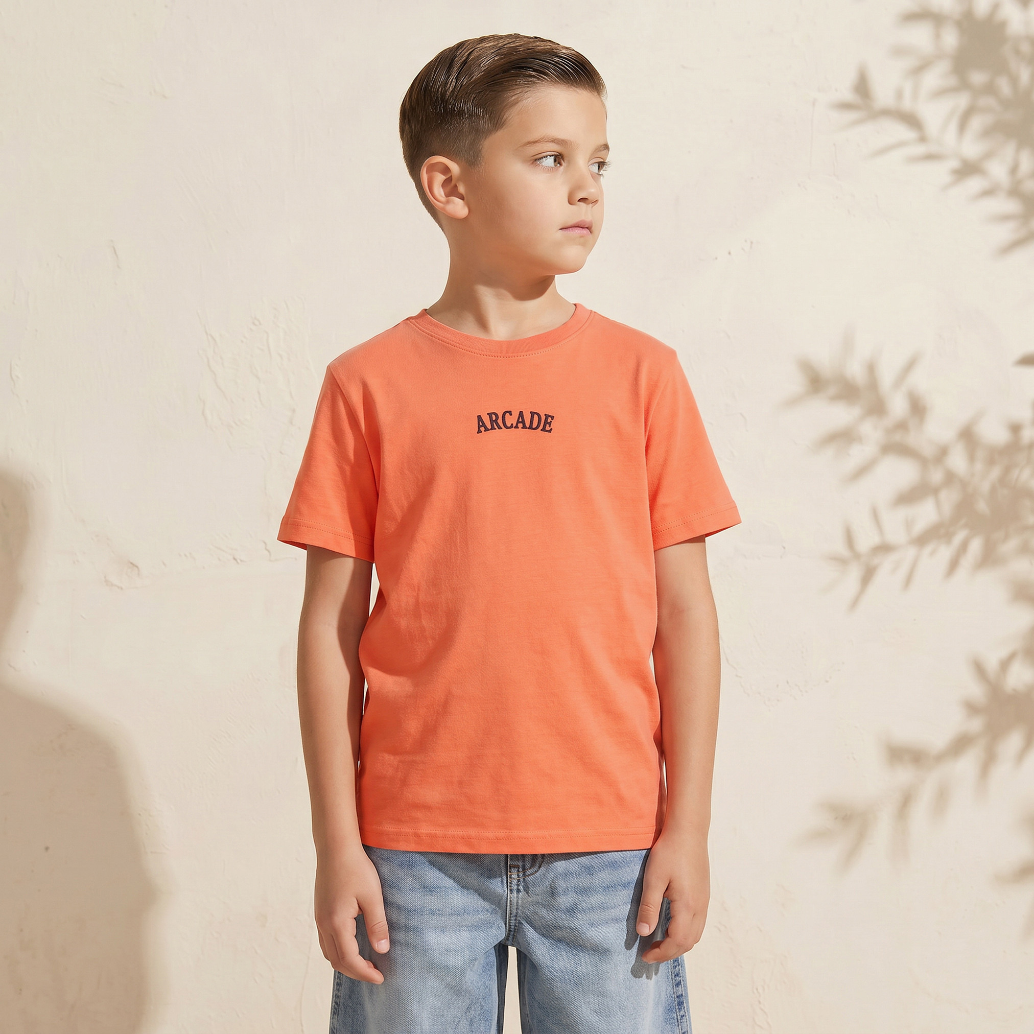 Juniors Crew Neck Short Sleeves T-shirt with Typographic Print-boys-clothing-tshirtsandpolos-image-1