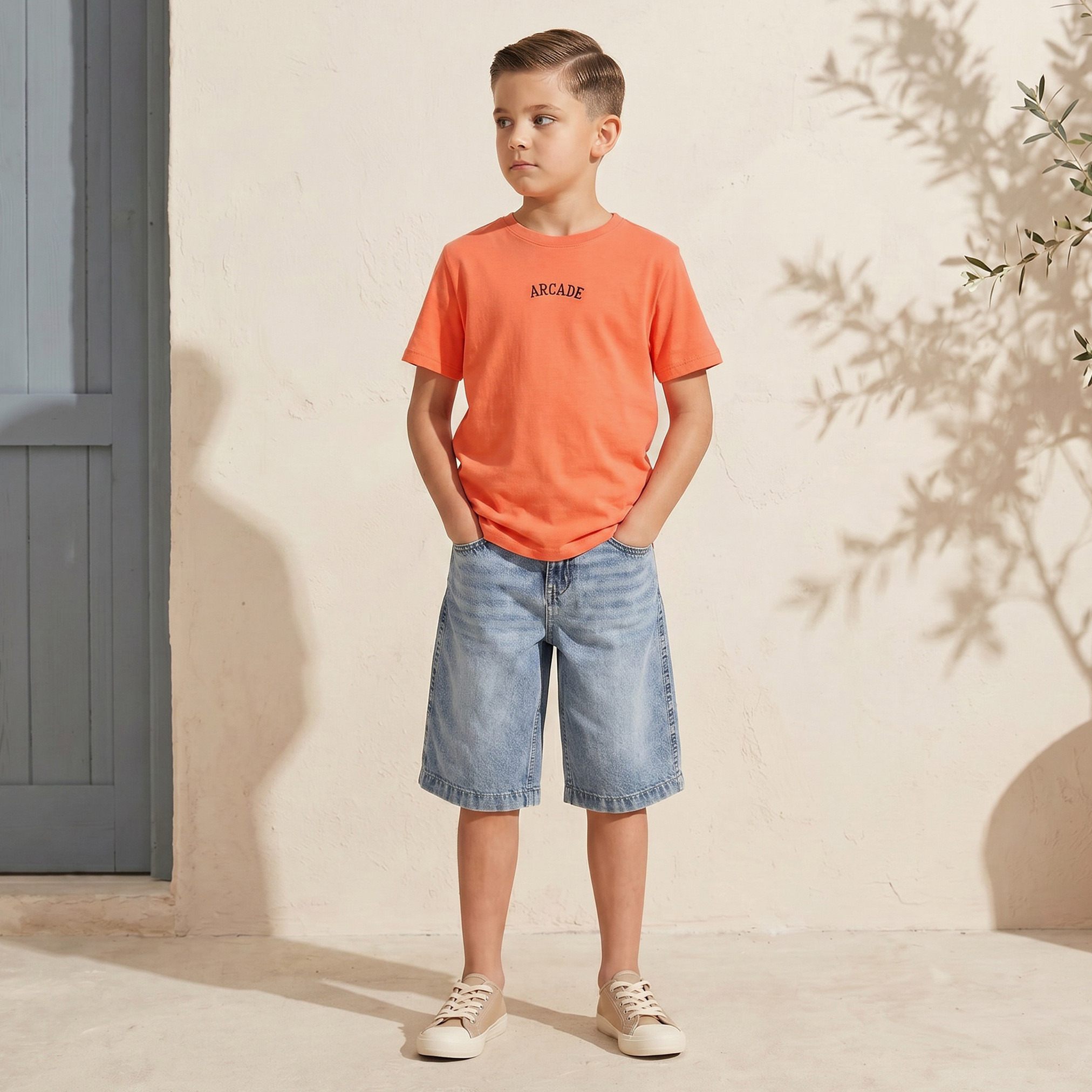 Juniors Crew Neck Short Sleeves T-shirt with Typographic Print-boys-clothing-tshirtsandpolos-image-2