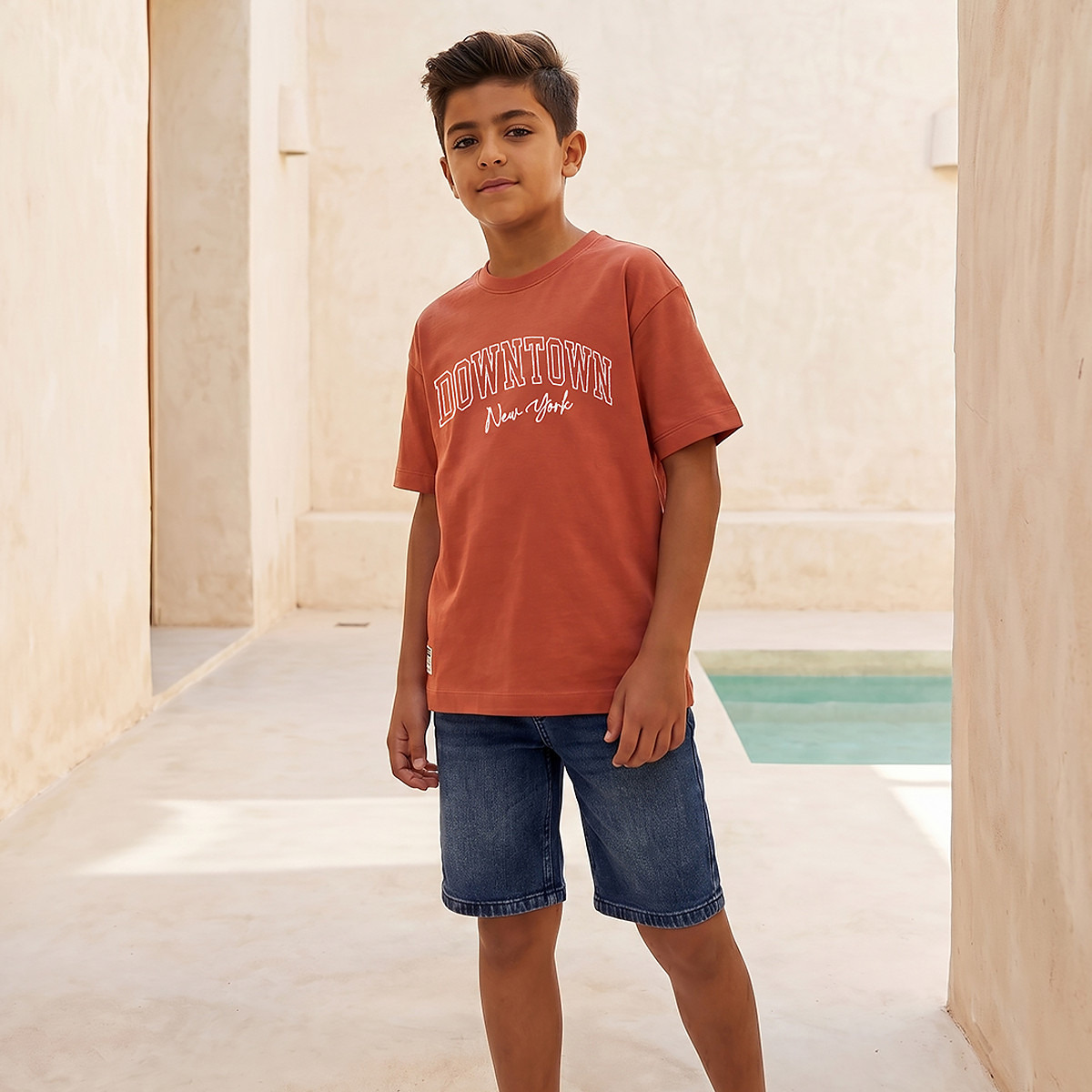 Juniors Crew Neck Short Sleeve T-shirt with Typographic Embroidery-boys-clothing-tshirtsandpolos-image-1