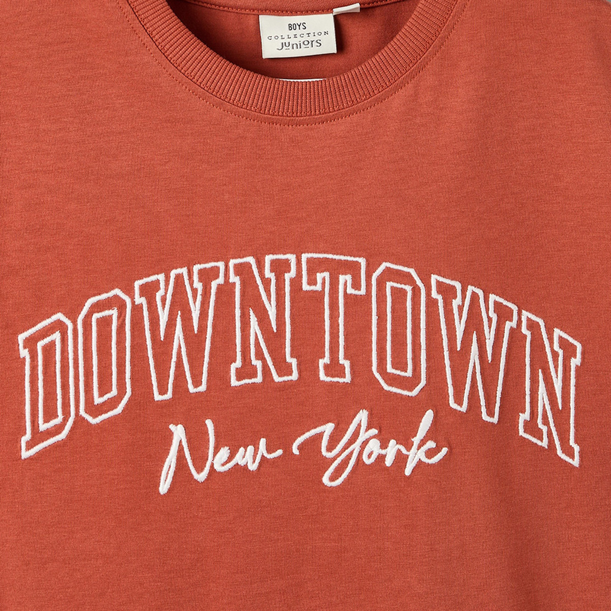 Juniors Crew Neck Short Sleeve T-shirt with Typographic Embroidery-boys-clothing-tshirtsandpolos-image-4
