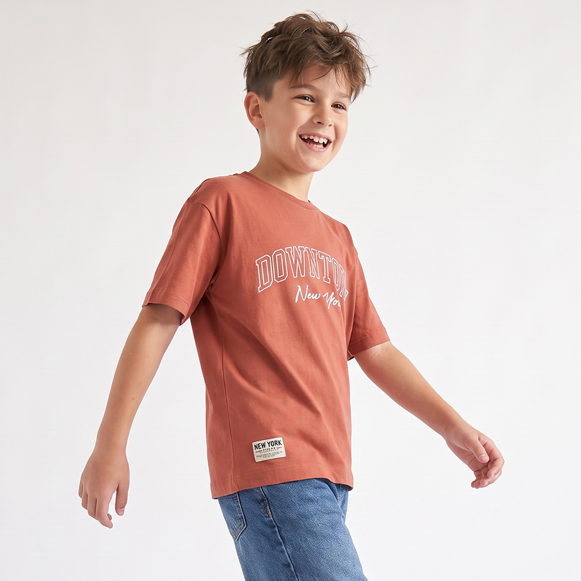 Juniors Crew Neck Short Sleeve T-shirt with Typographic Embroidery-boys-clothing-tshirtsandpolos-image-5