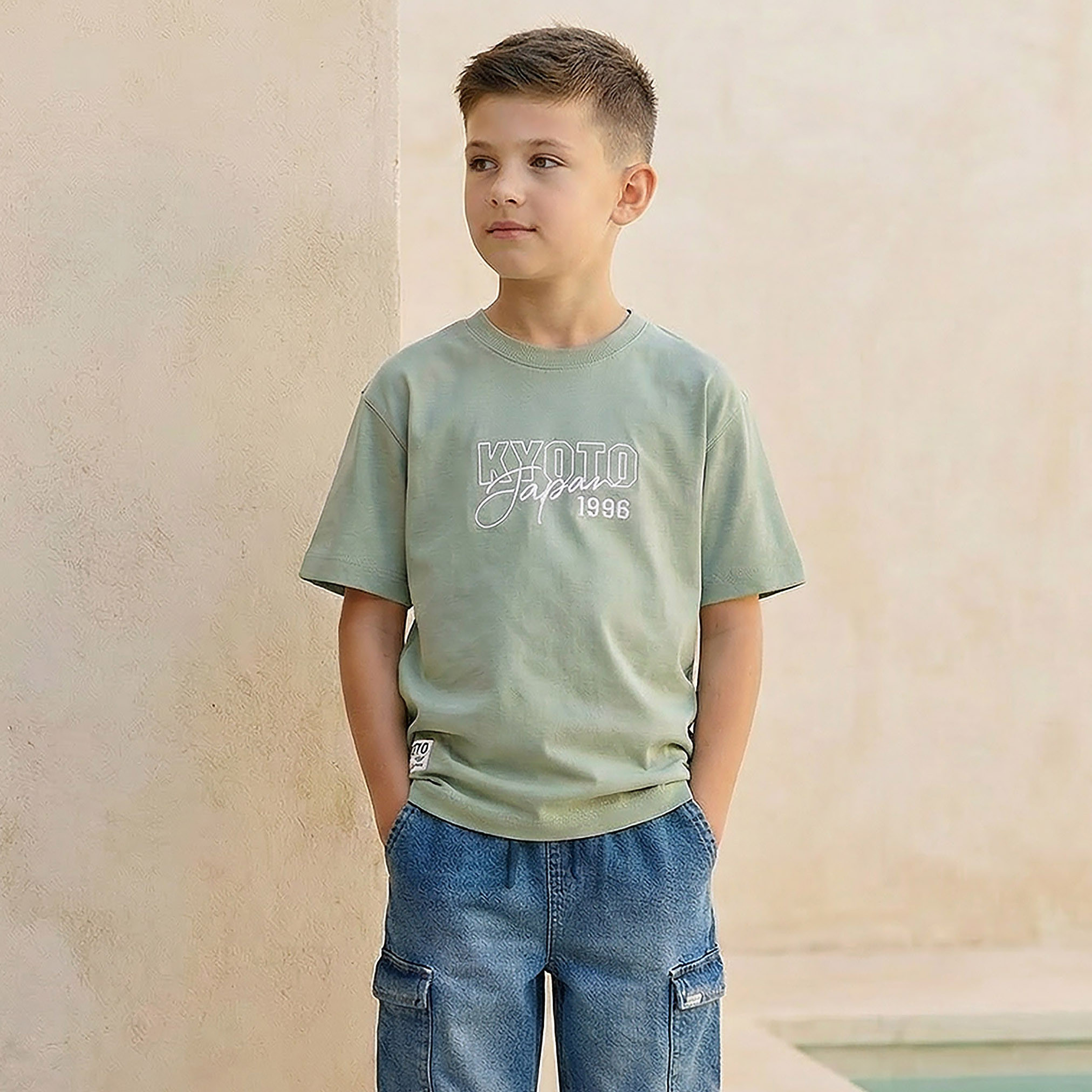 Juniors Crew Neck Short Sleeve T-shirt with Embroidery-boys-clothing-tshirtsandpolos-image-1