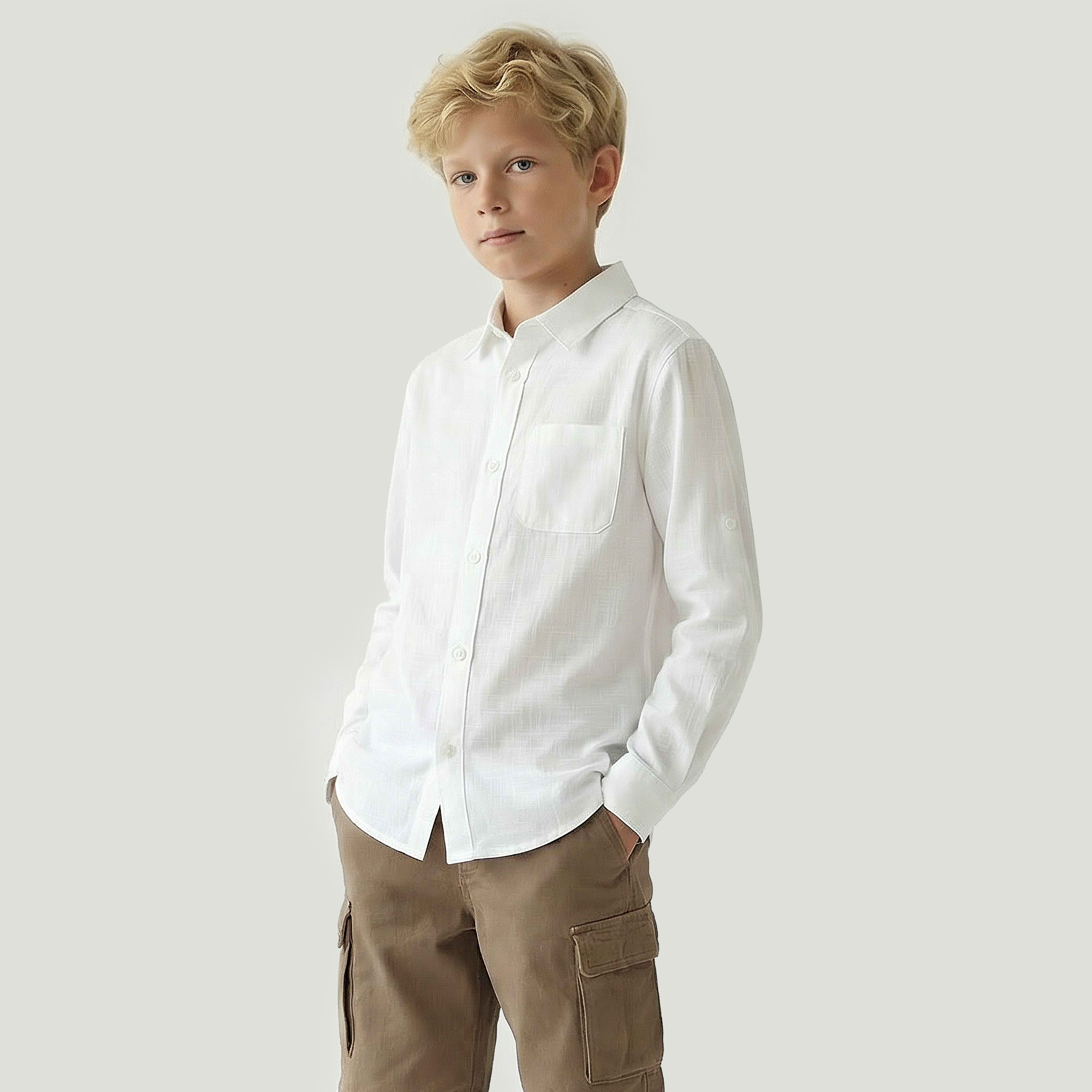 Juniors Long Sleeves Shirt with Chest Pocket-boys-clothing-shirts-image-1