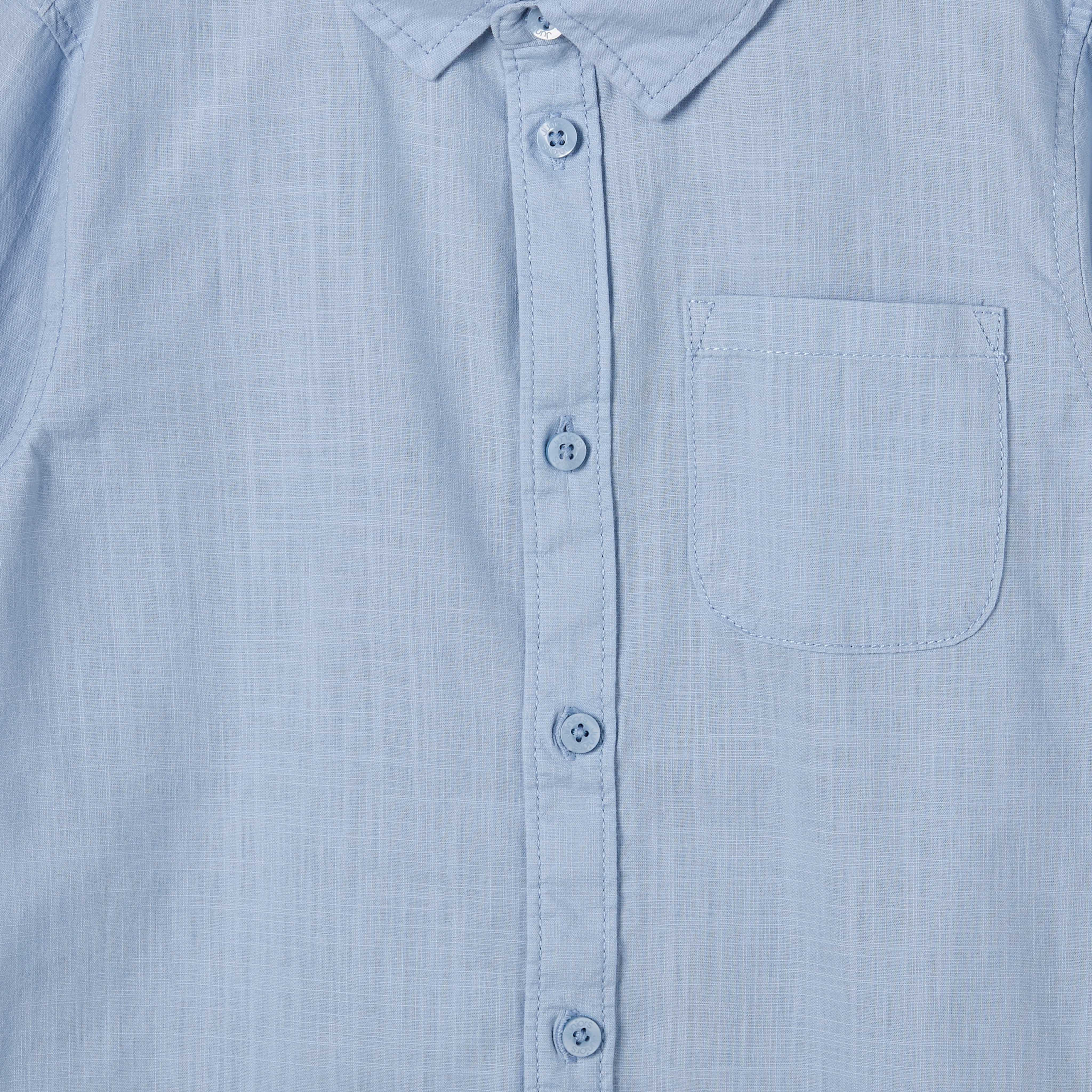 Juniors Long Sleeve Shirt with Solid Design-boys-clothing-shirts-image-4