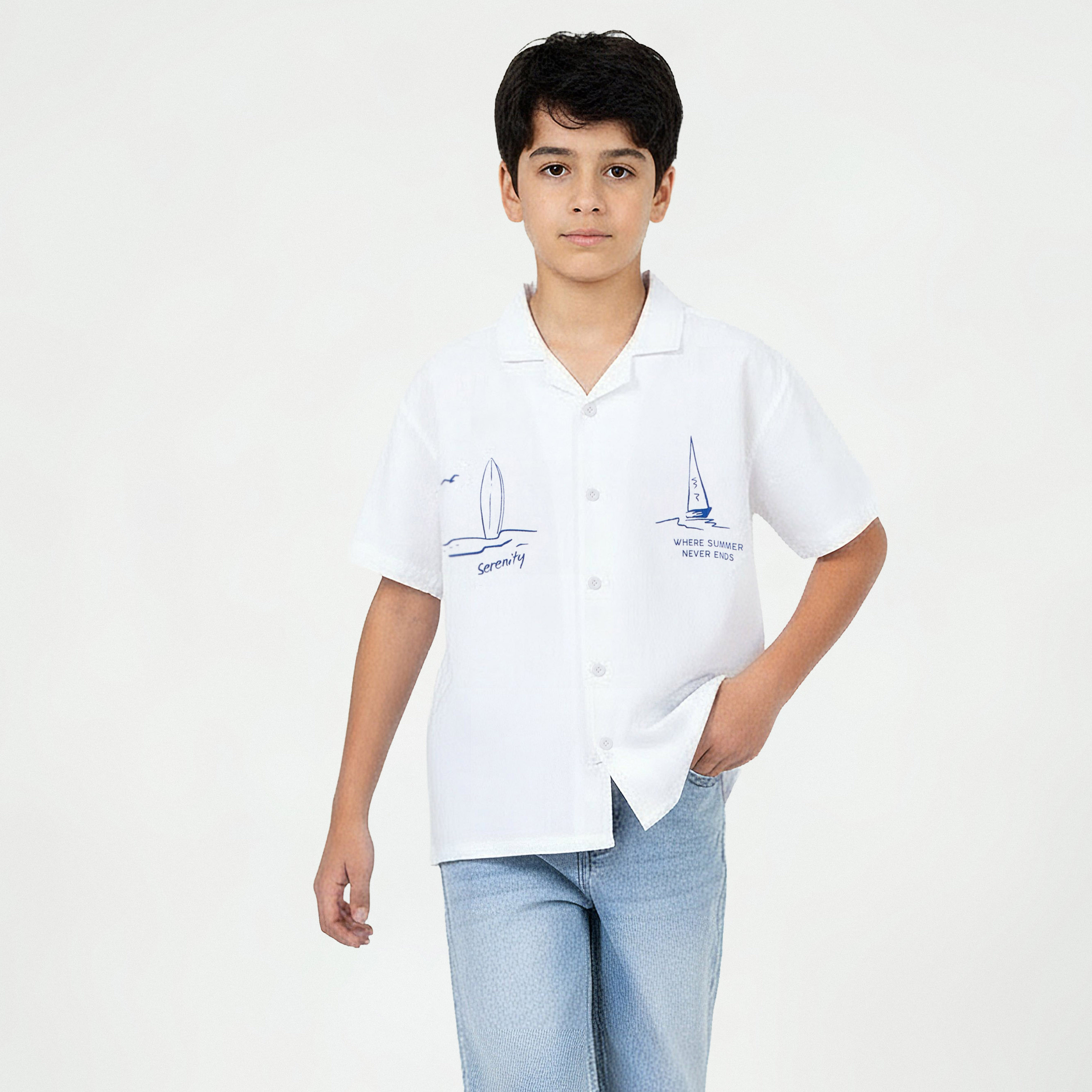 Juniors Short Sleeves Shirt with Nautical Print-boys-clothing-shirts-image-2