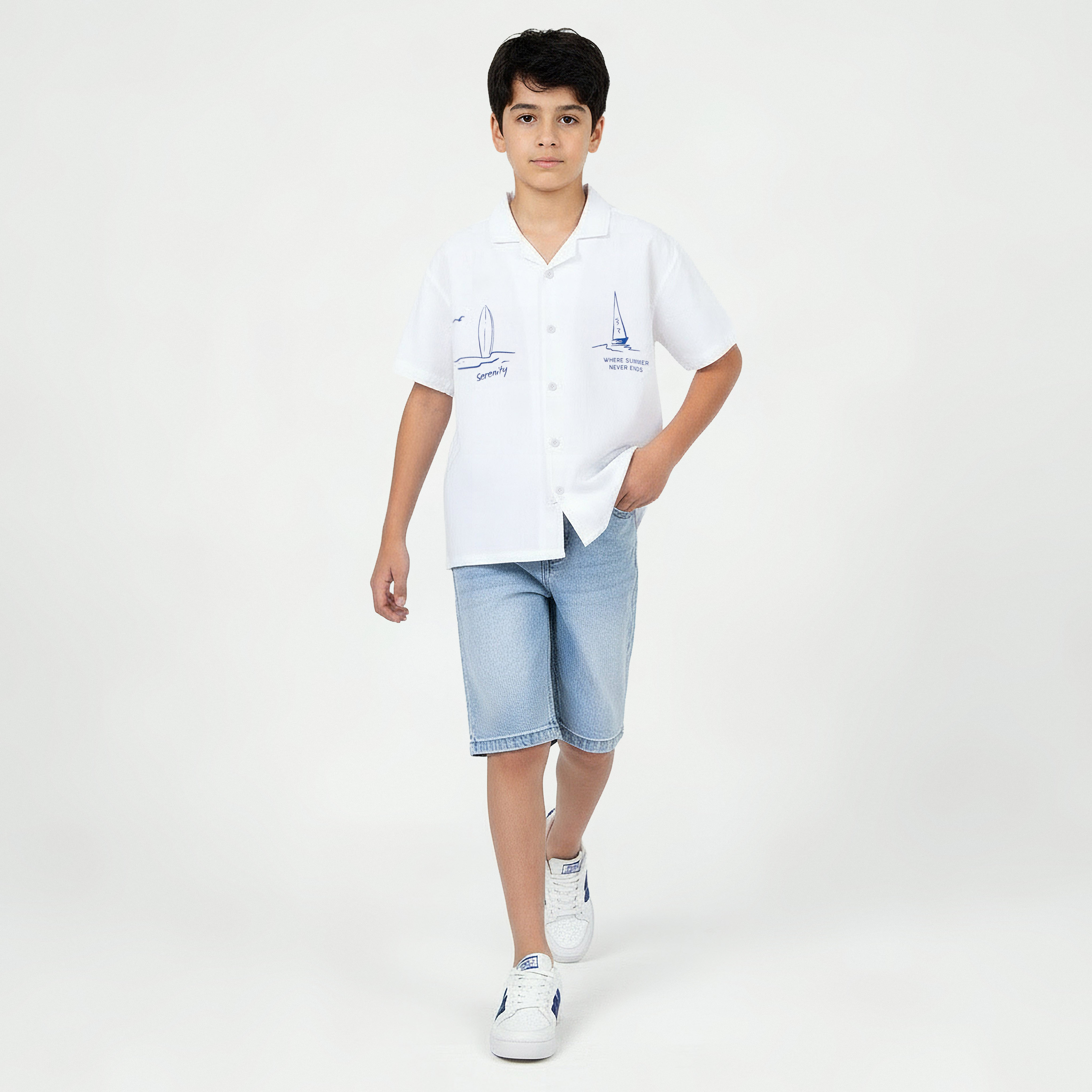Juniors Short Sleeves Shirt with Nautical Print-boys-clothing-shirts-image-4