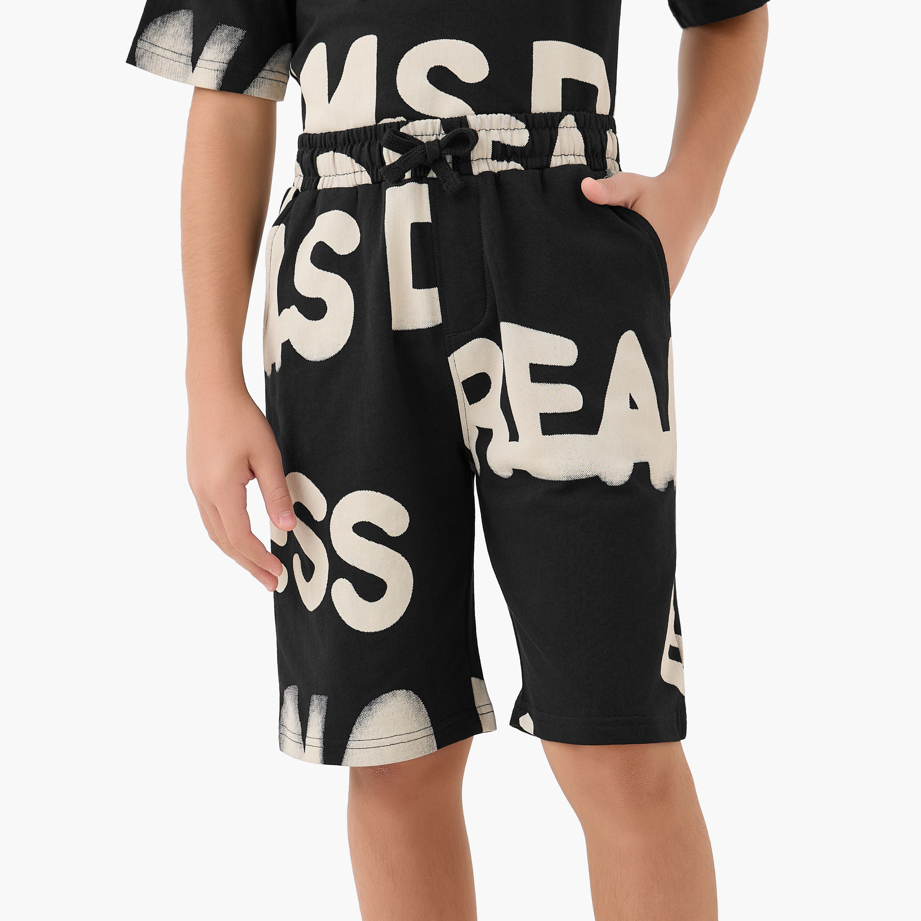 Juniors Elasticated Drawstring Shorts with Print-boys-clothing-bottoms-shorts-image-1