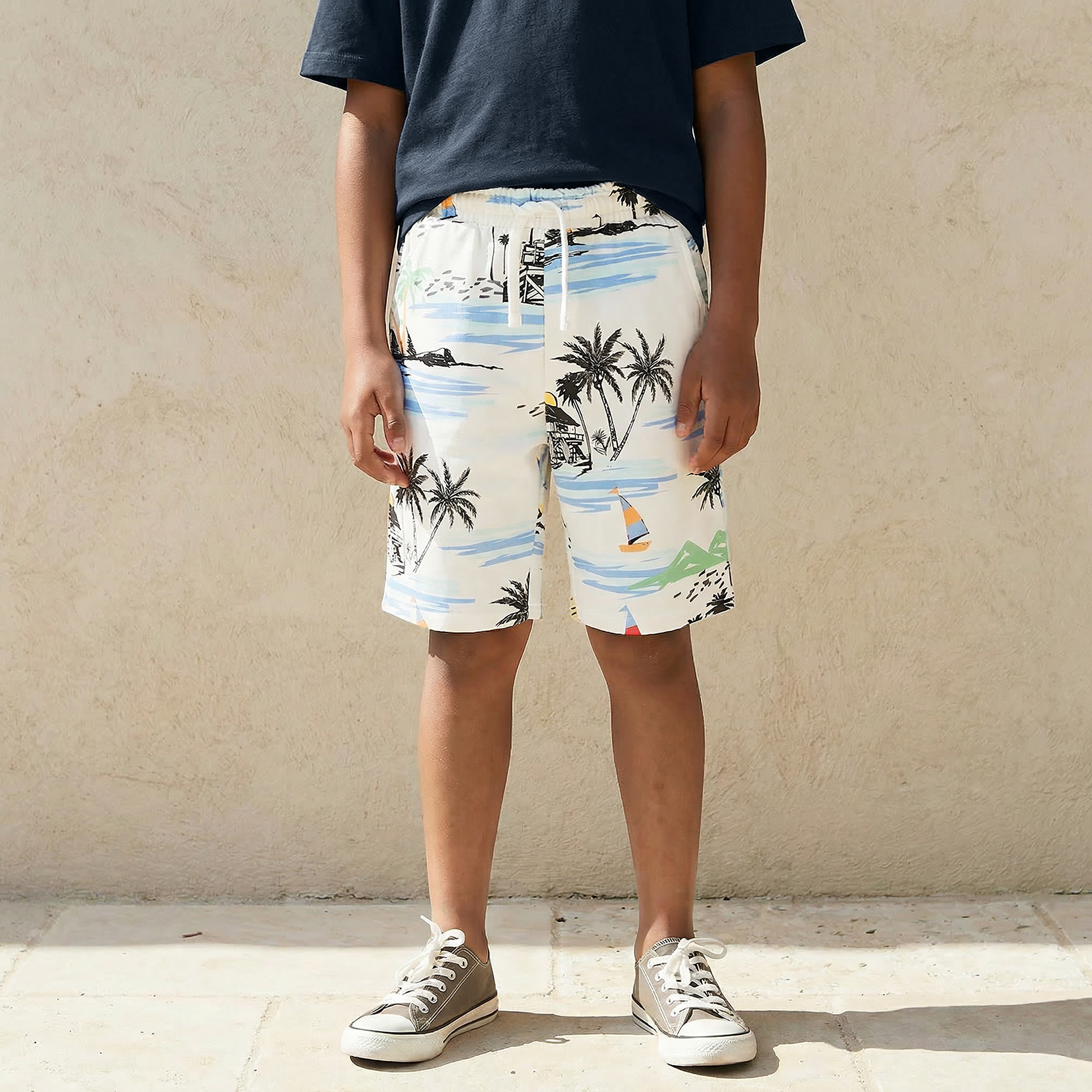 Juniors Drawstring Waist Shorts with Pockets-boys-clothing-bottoms-shorts-image-1