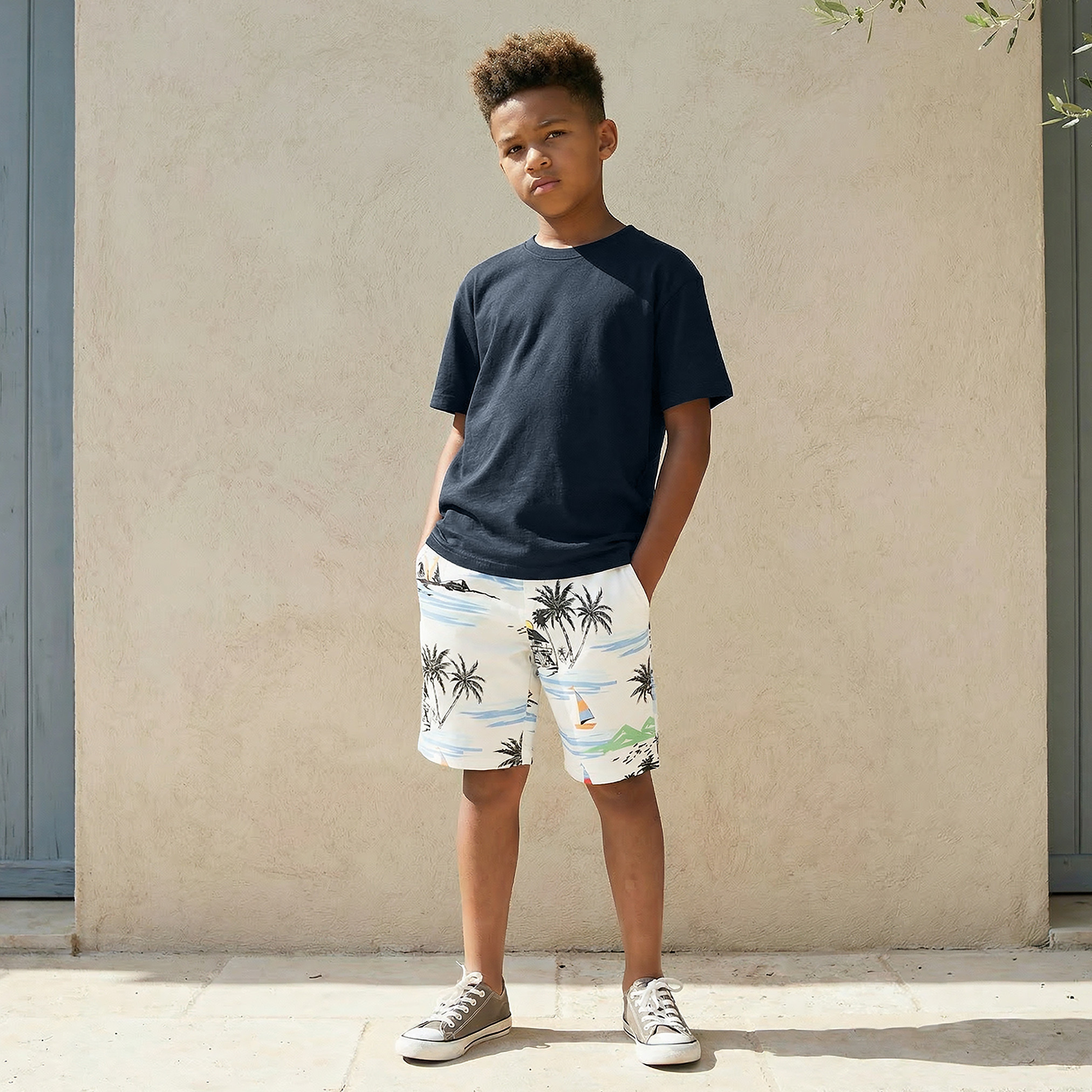 Juniors Drawstring Waist Shorts with Pockets-boys-clothing-bottoms-shorts-image-2