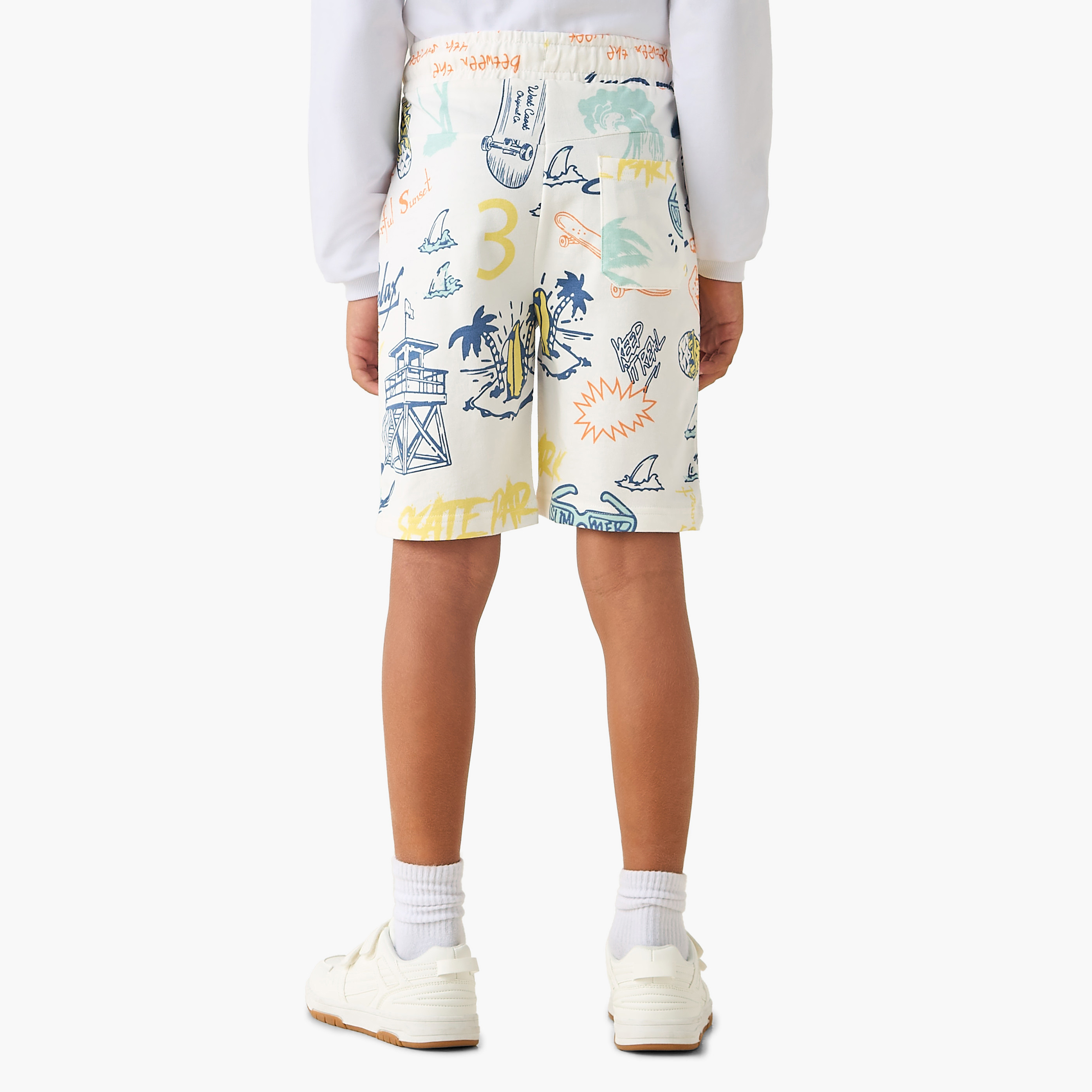 Juniors Drawstring Waist Shorts with Graphic Print-boys-clothing-bottoms-shorts-image-3