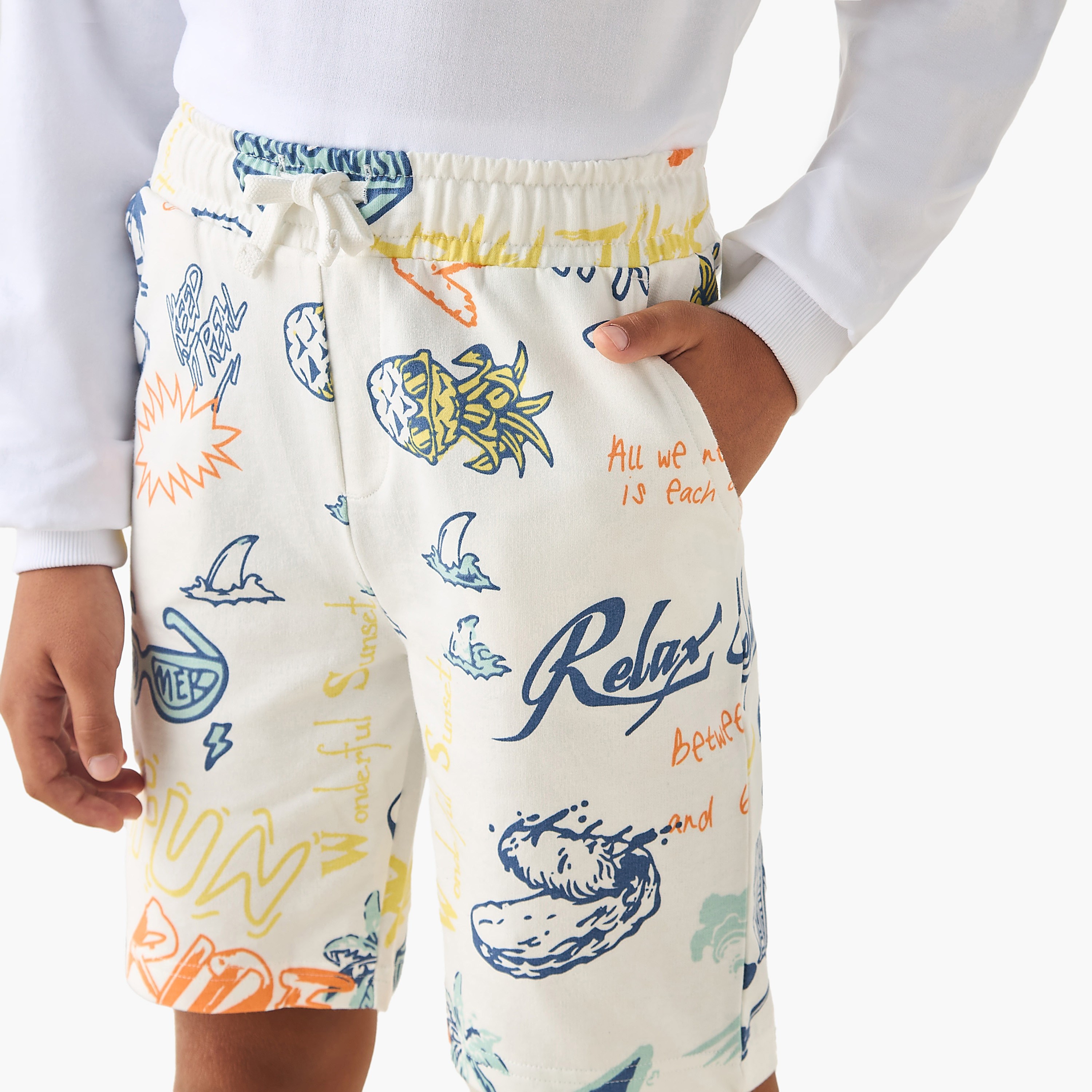 Juniors Drawstring Waist Shorts with Graphic Print-boys-clothing-bottoms-shorts-image-4