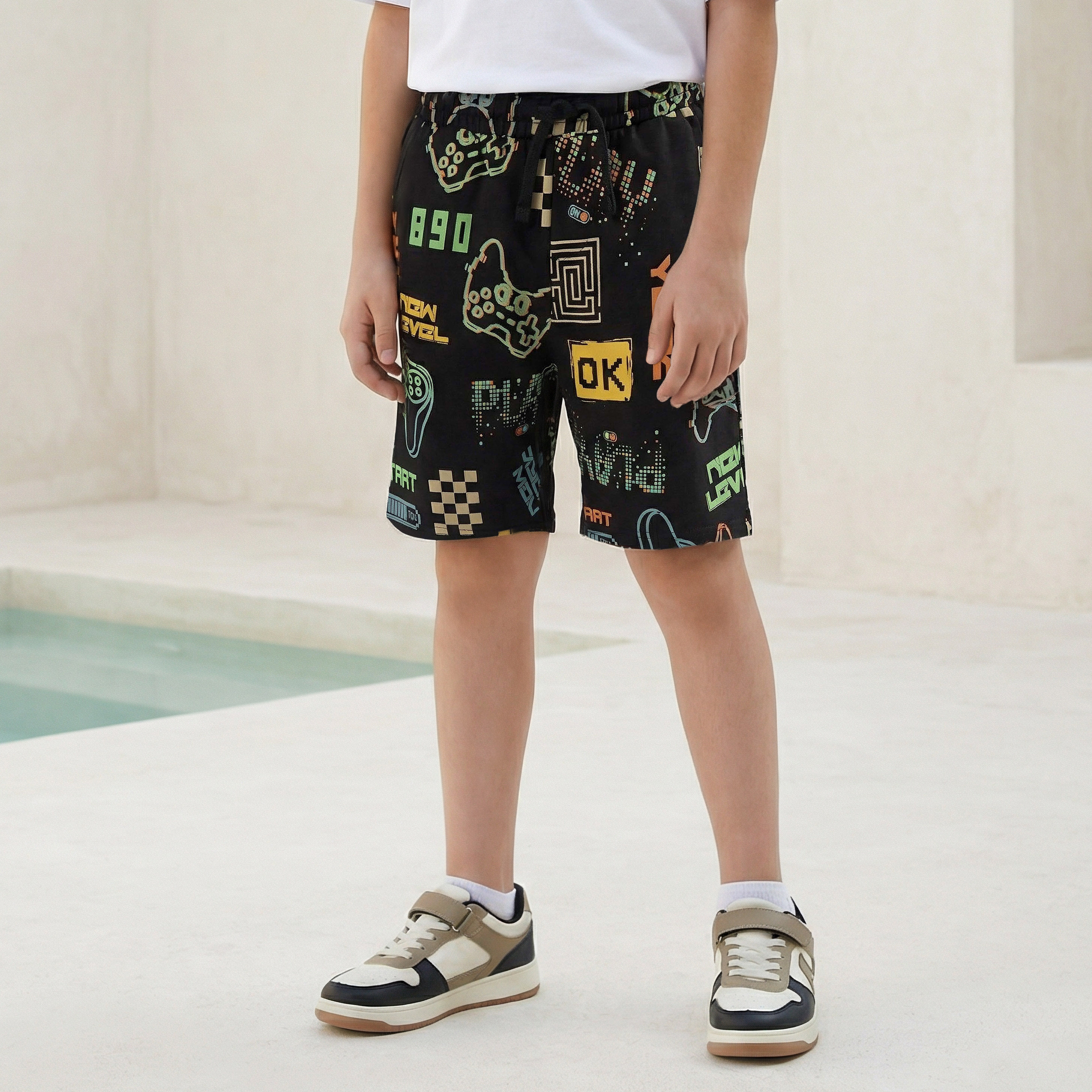 Juniors Drawstring Waist Shorts with Pockets-boys-clothing-bottoms-shorts-image-1
