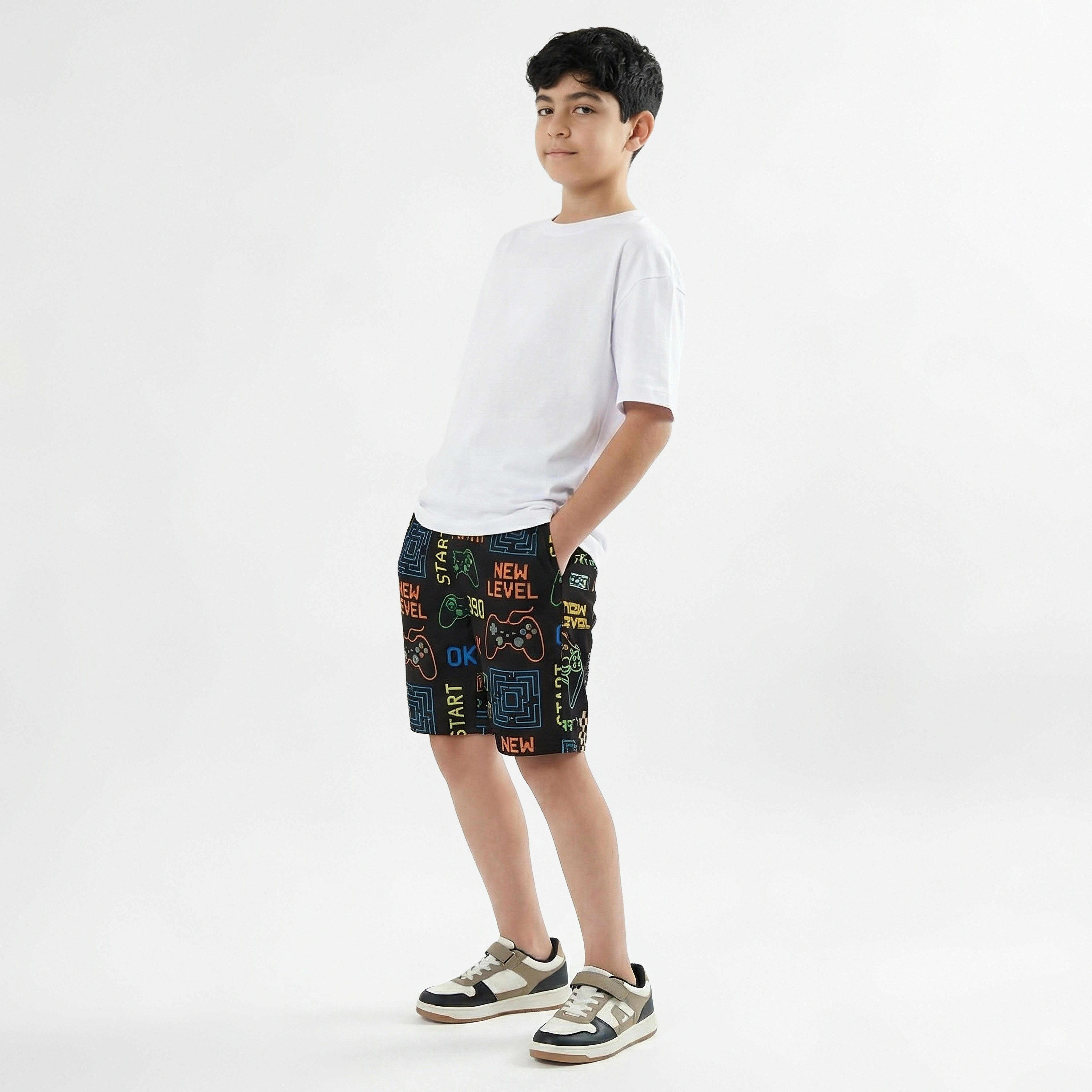 Juniors Drawstring Waist Shorts with Pockets-boys-clothing-bottoms-shorts-image-2