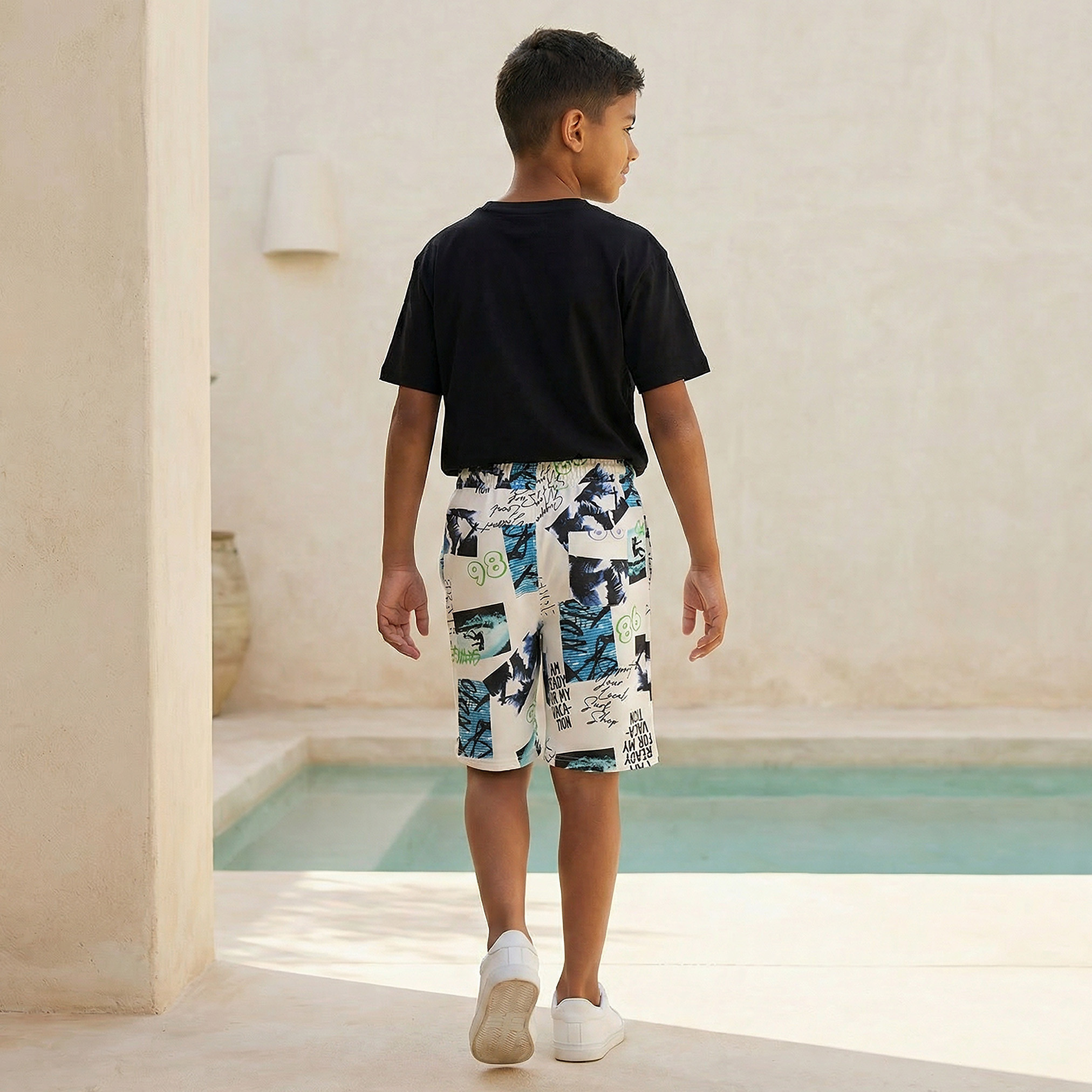 Juniors Knee Length Drawstring Waist Shorts with Graphic Print-boys-clothing-bottoms-shorts-image-3