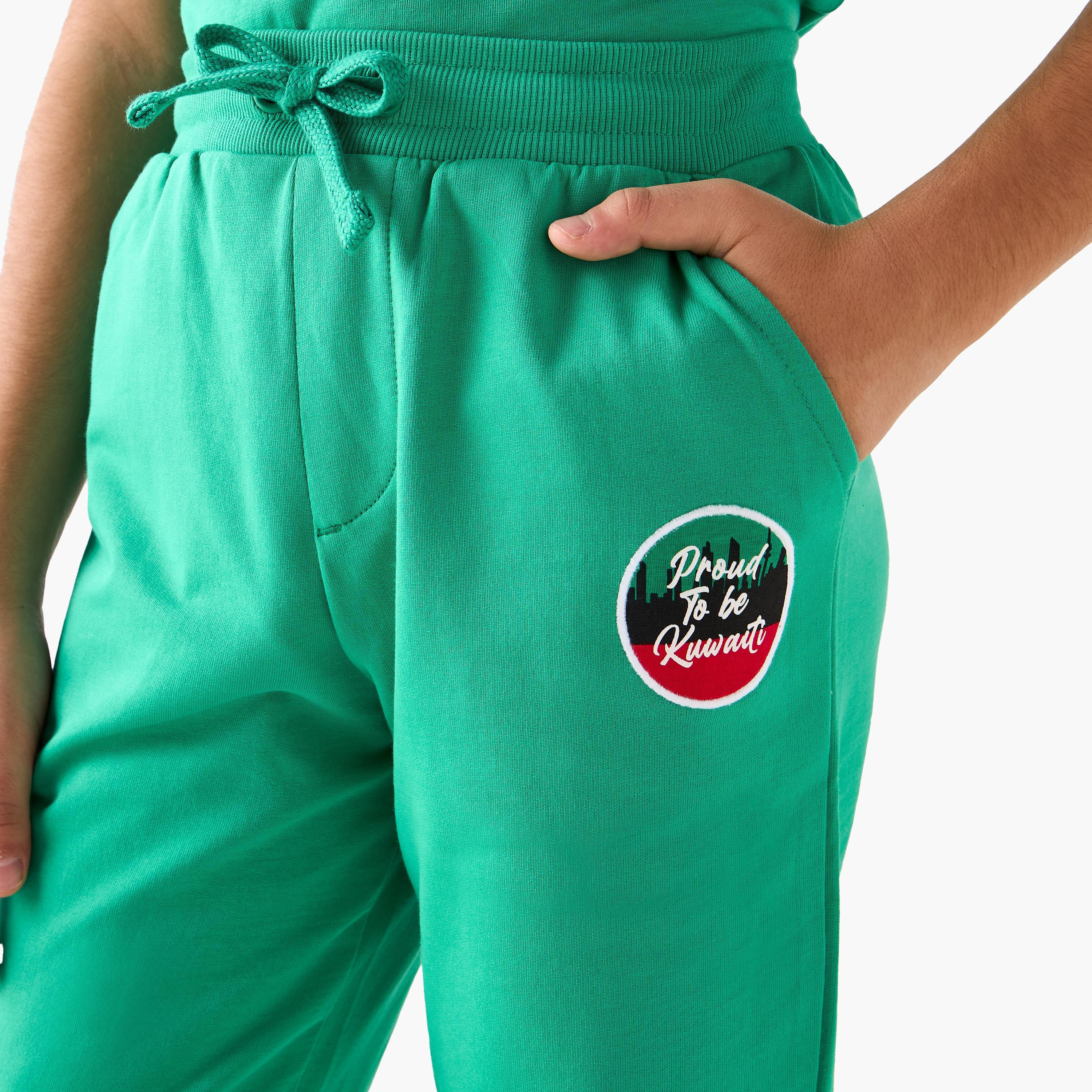 Juniors Drawstring Waist Joggers with Kuwait National Day Print-boys-clothing-bottoms-joggersandtrackpants-image-4