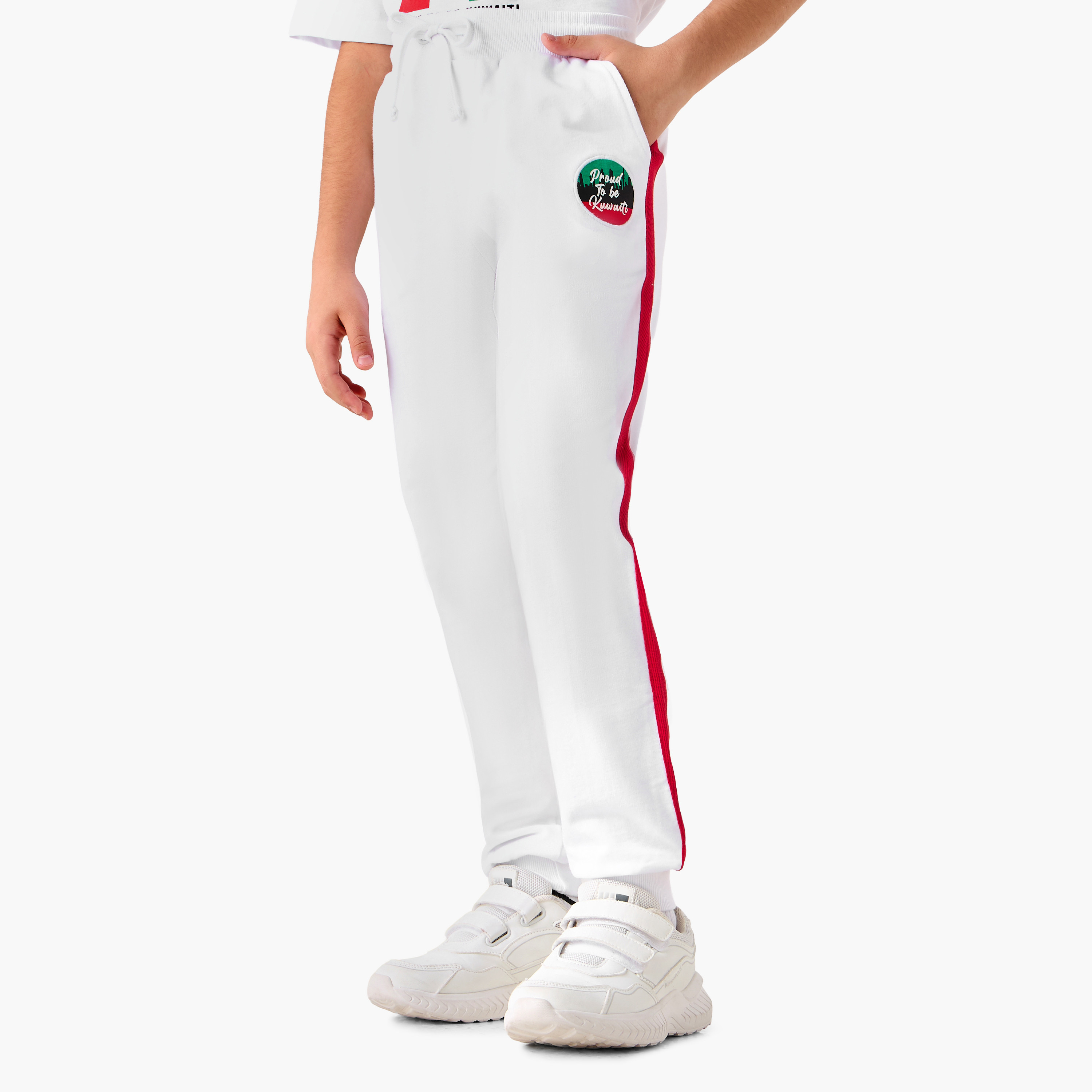 Juniors Drawstring Waist Joggers with Kuwait National Day Print-boys-clothing-bottoms-joggersandtrackpants-image-1