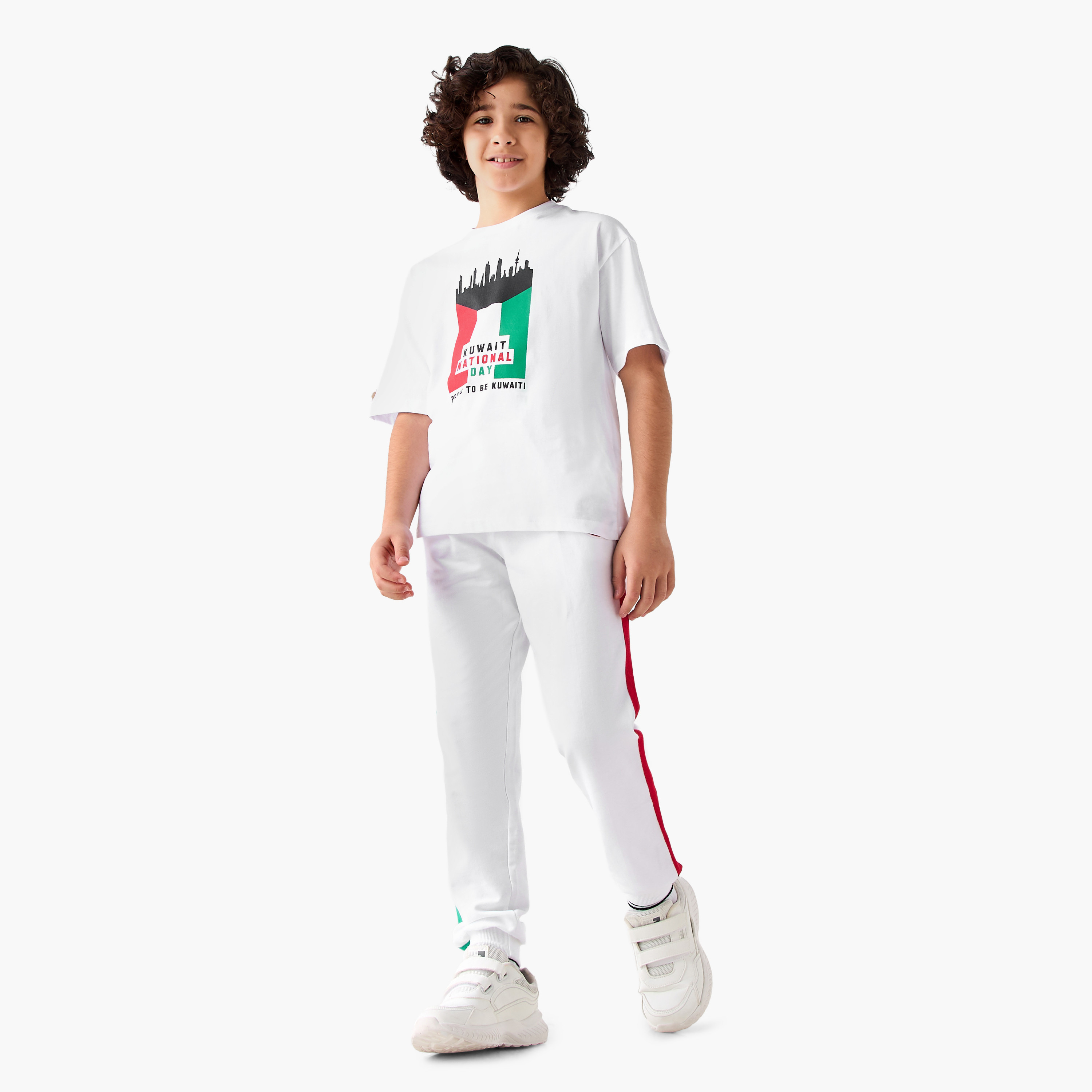 Juniors Drawstring Waist Joggers with Kuwait National Day Print-boys-clothing-bottoms-joggersandtrackpants-image-2