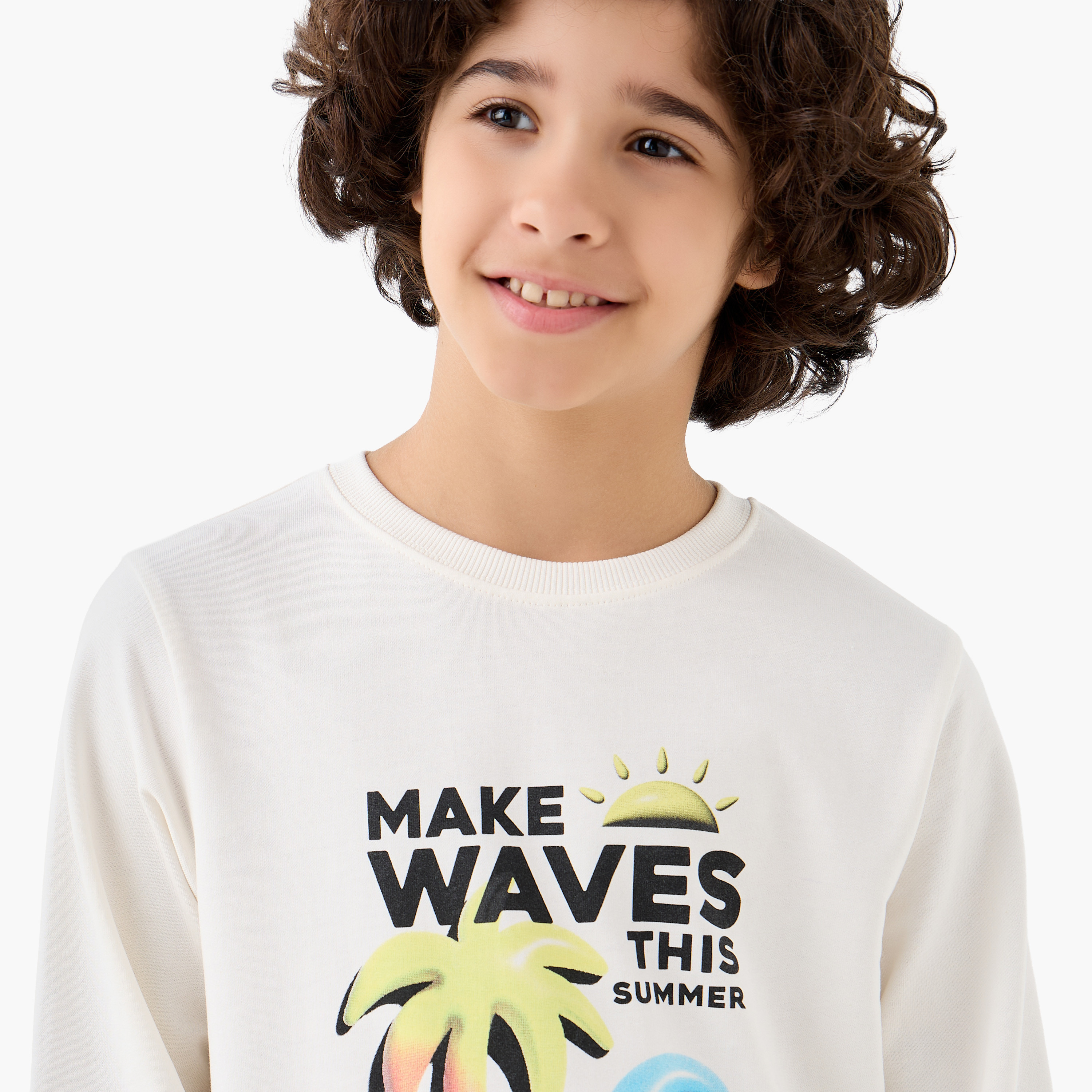 Juniors Graphic Print Sweatshirt with Long Sleeves-boys-clothing-sweatshirts-image-4