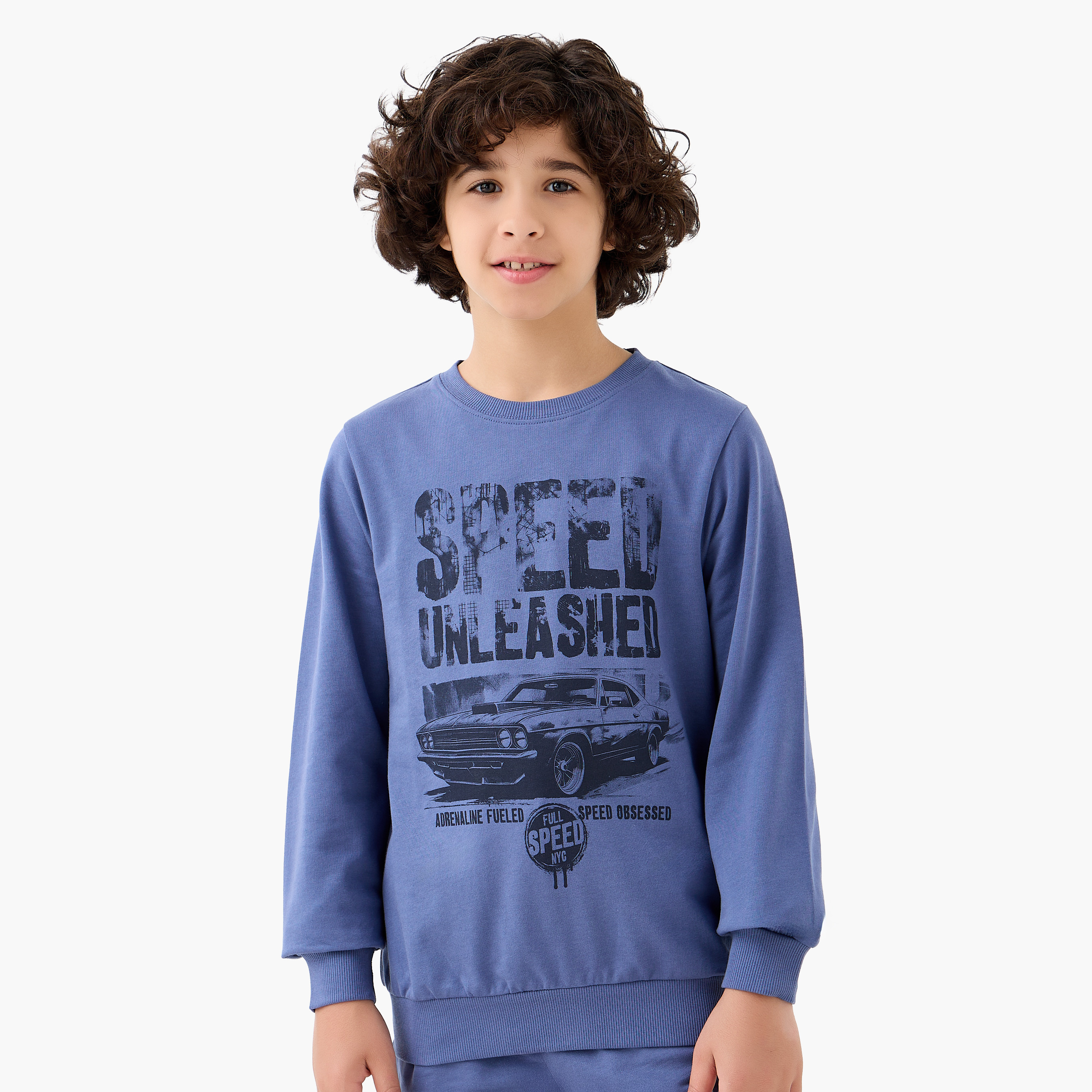 Juniors Graphic Print Sweatshirt with Long Sleeves-boys-clothing-sweatshirts-image-1