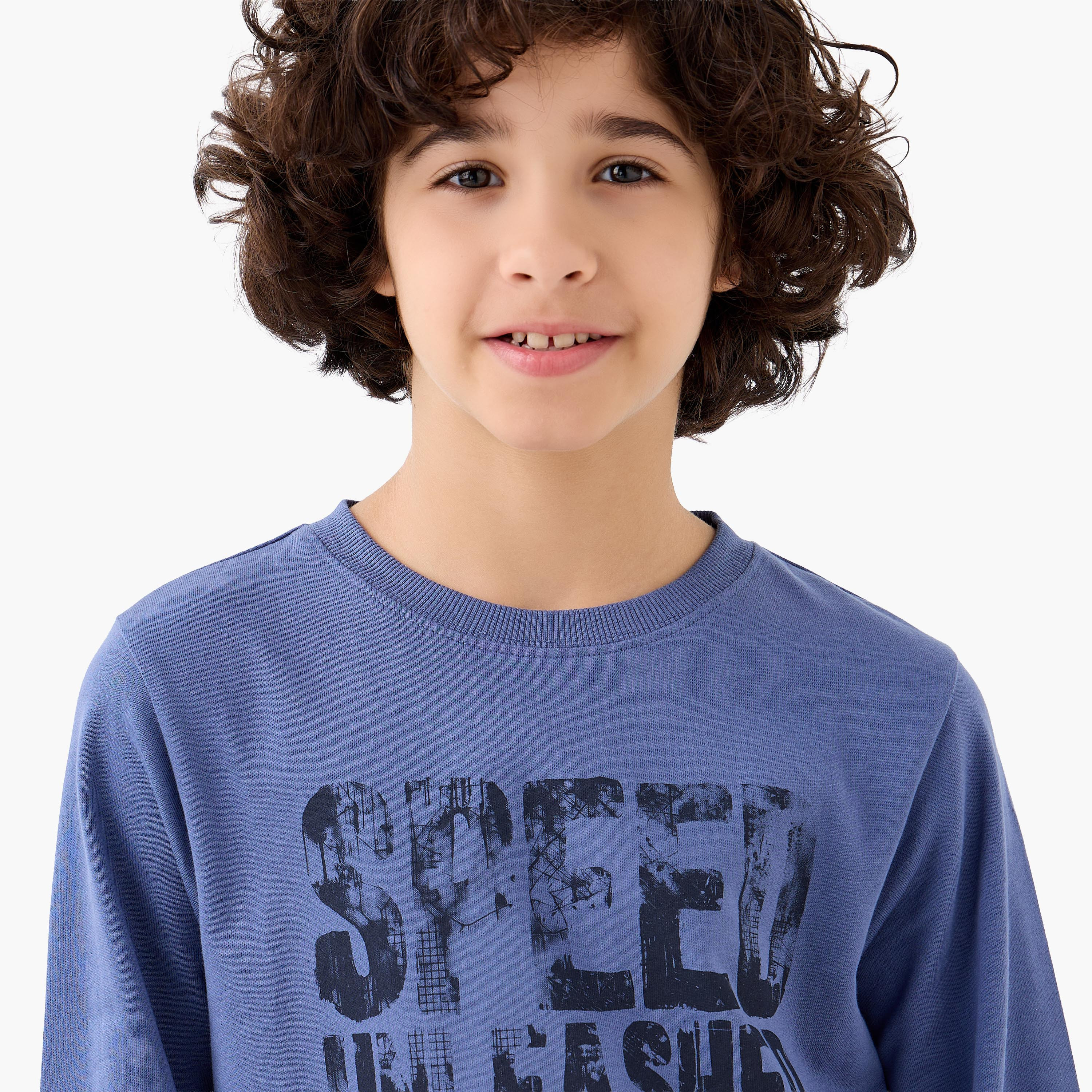 Juniors Graphic Print Sweatshirt with Long Sleeves-boys-clothing-sweatshirts-image-4