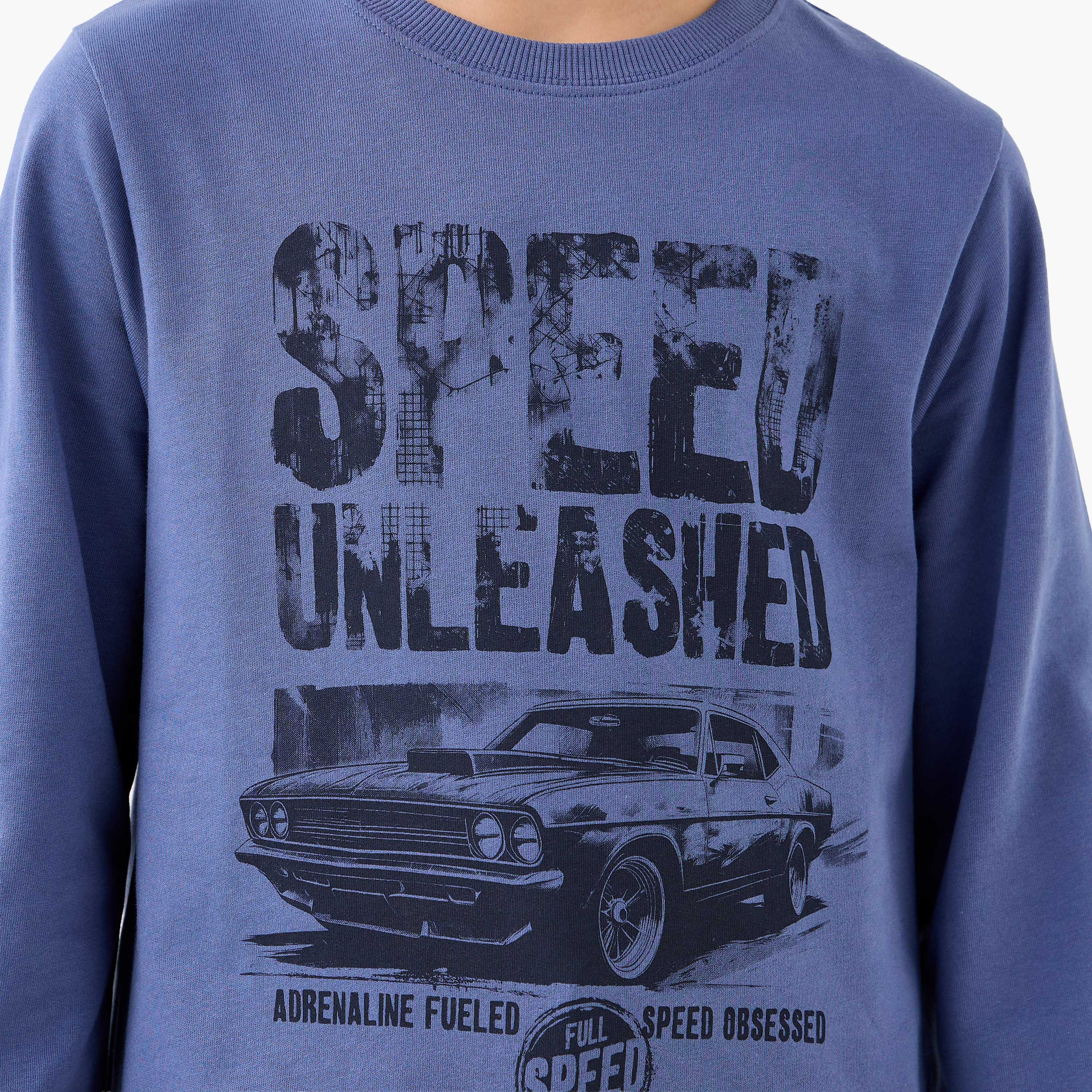 Juniors Graphic Print Sweatshirt with Long Sleeves-boys-clothing-sweatshirts-image-5