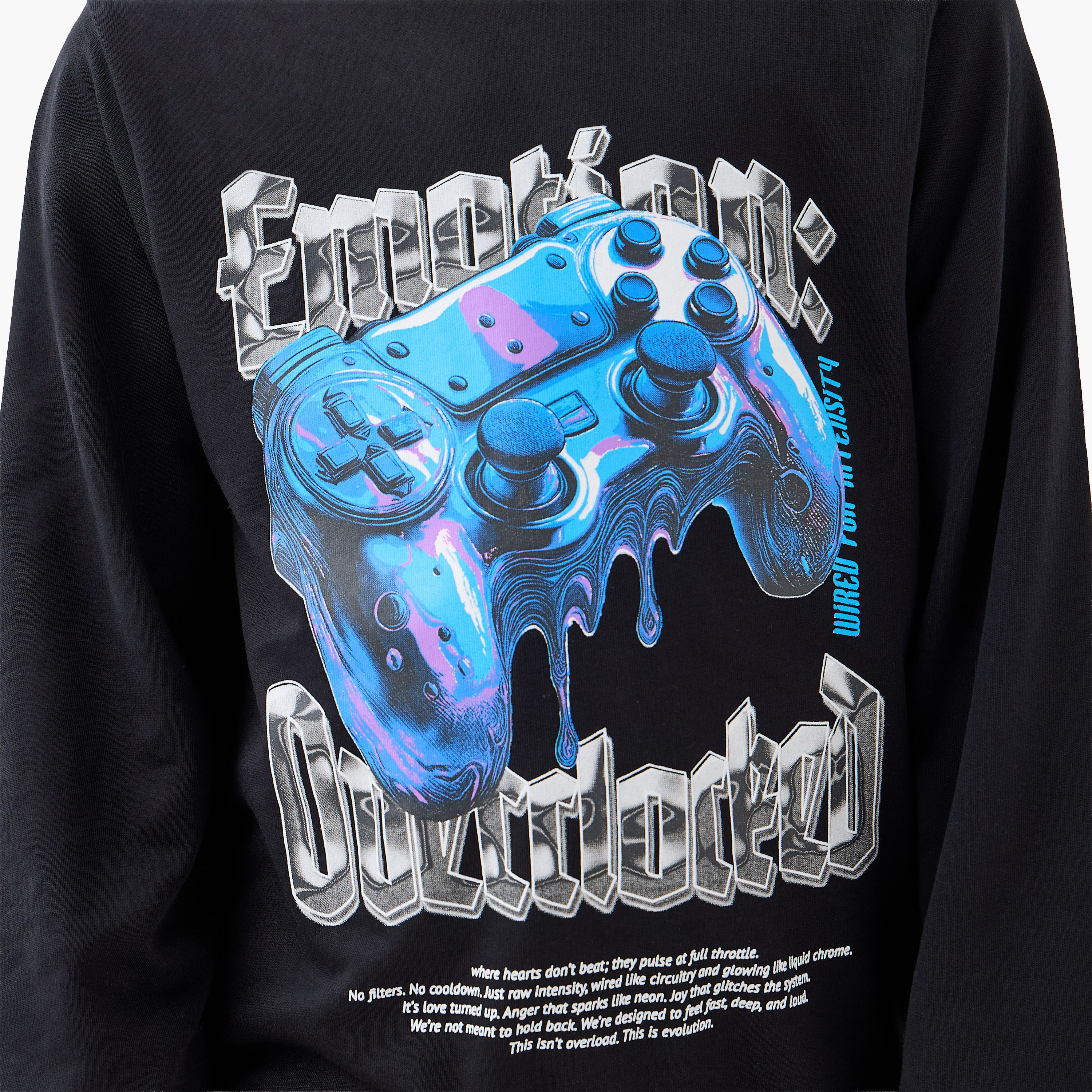 Juniors Gaming Print Sweatshirt with Long Sleeves-boys-clothing-sweatshirts-image-5