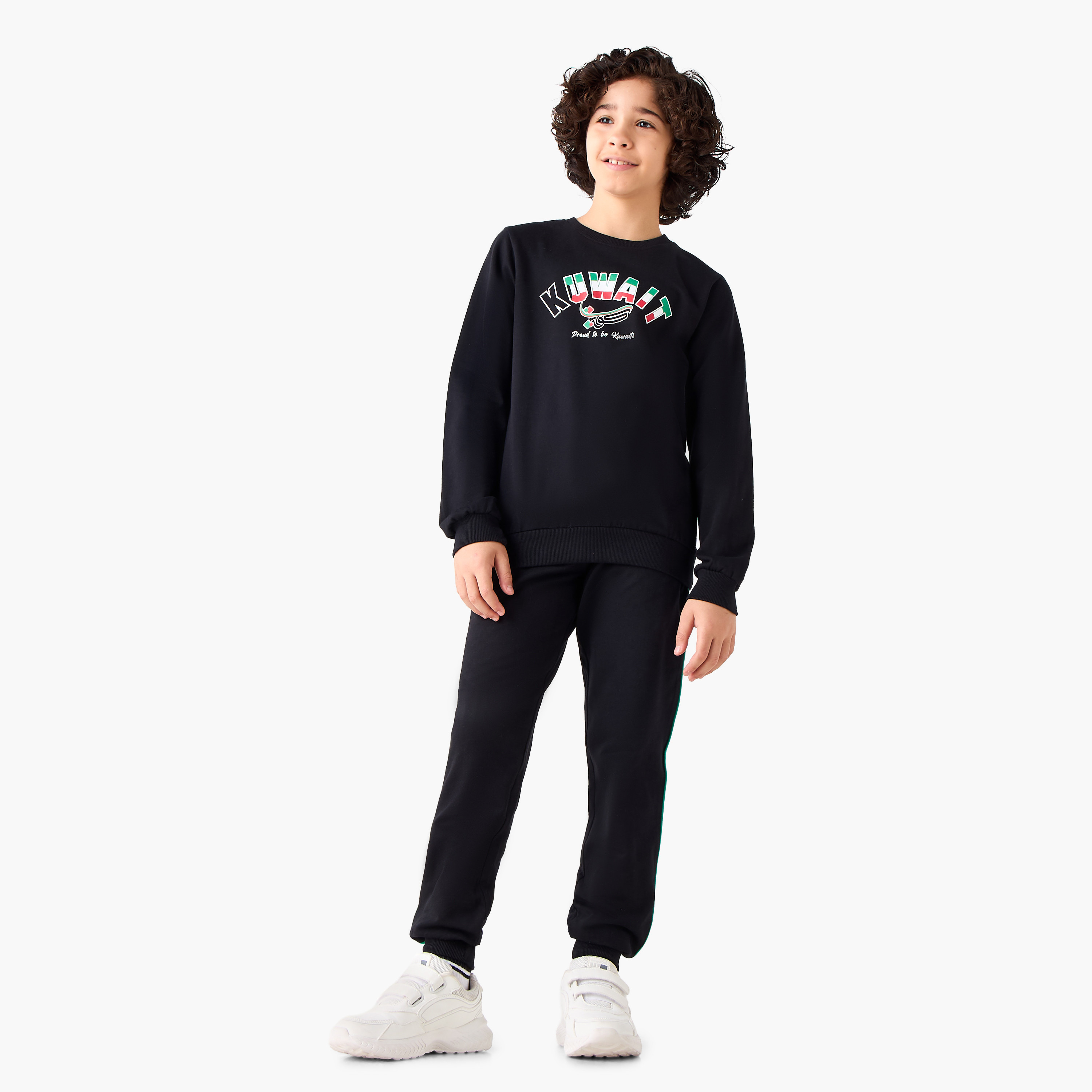 Juniors Kuwait National Day Print Sweatshirt with Long Sleeves-boys-clothing-winterwear-sweatshirts-image-2