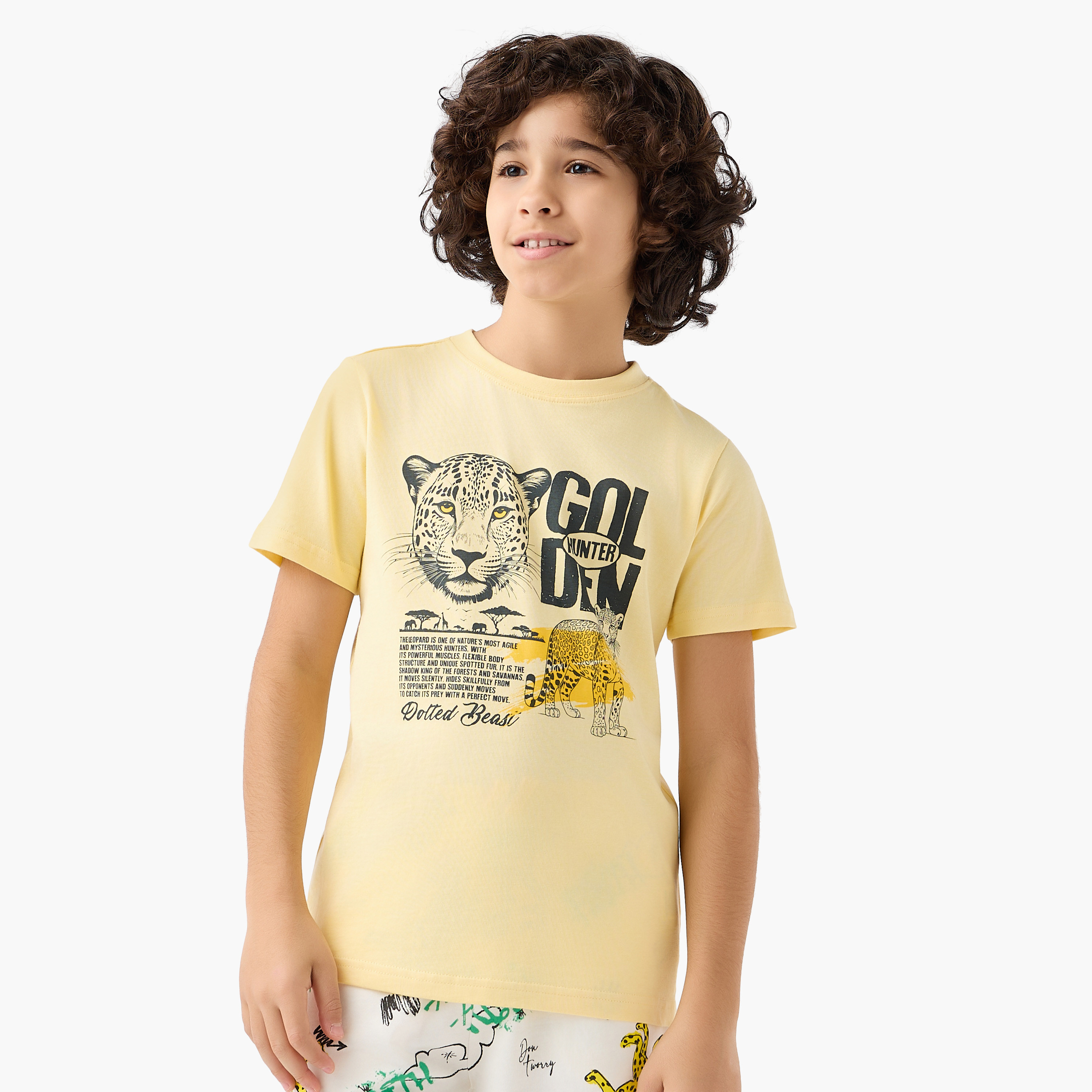 Set of 3 Juniors Crew Neck Short Sleeves T-shirt and Shorts Set with Graphic Print-boys-clothing-setsandcoords-image-3