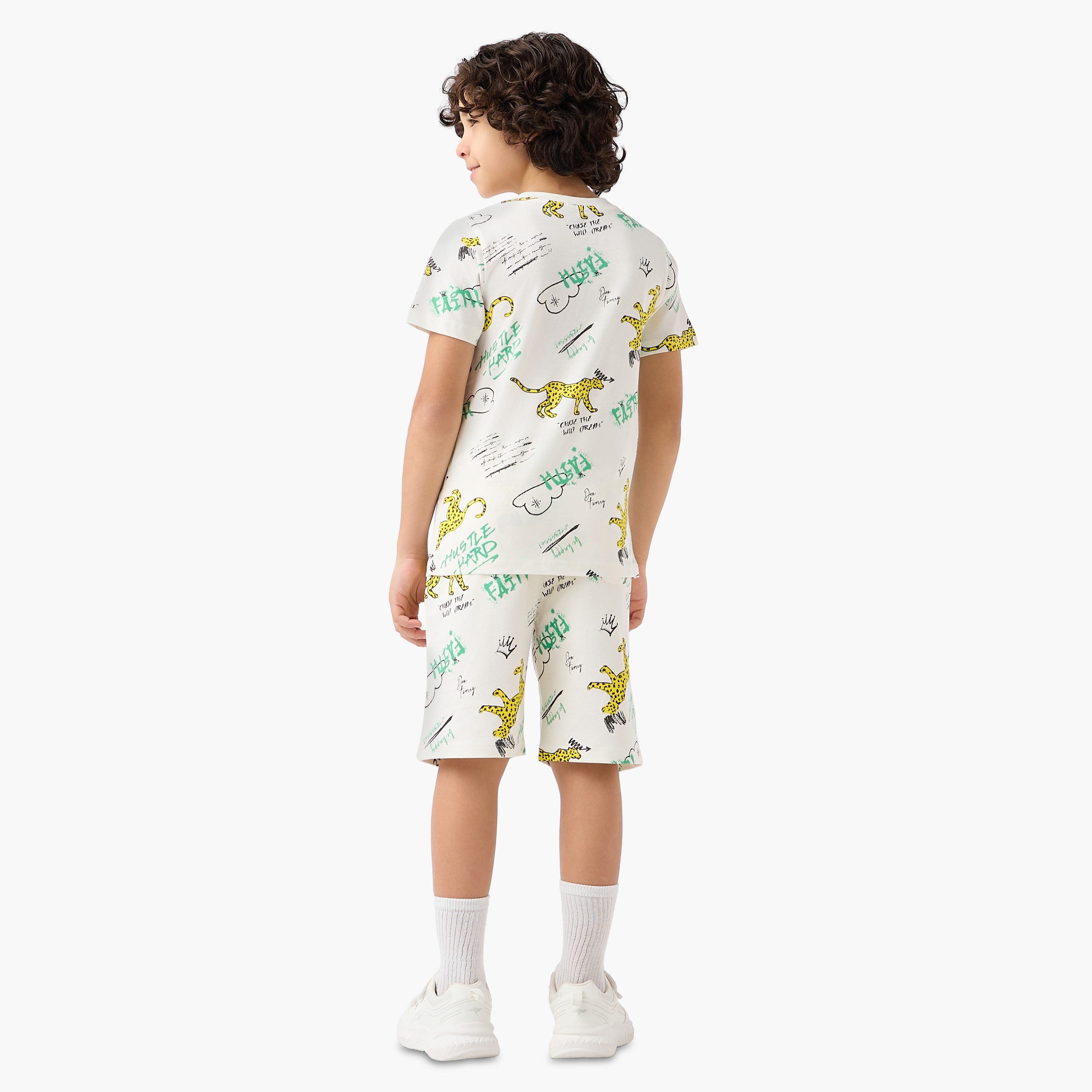 Set of 3 Juniors Crew Neck Short Sleeves T-shirt and Shorts Set with Graphic Print-boys-clothing-setsandcoords-image-5