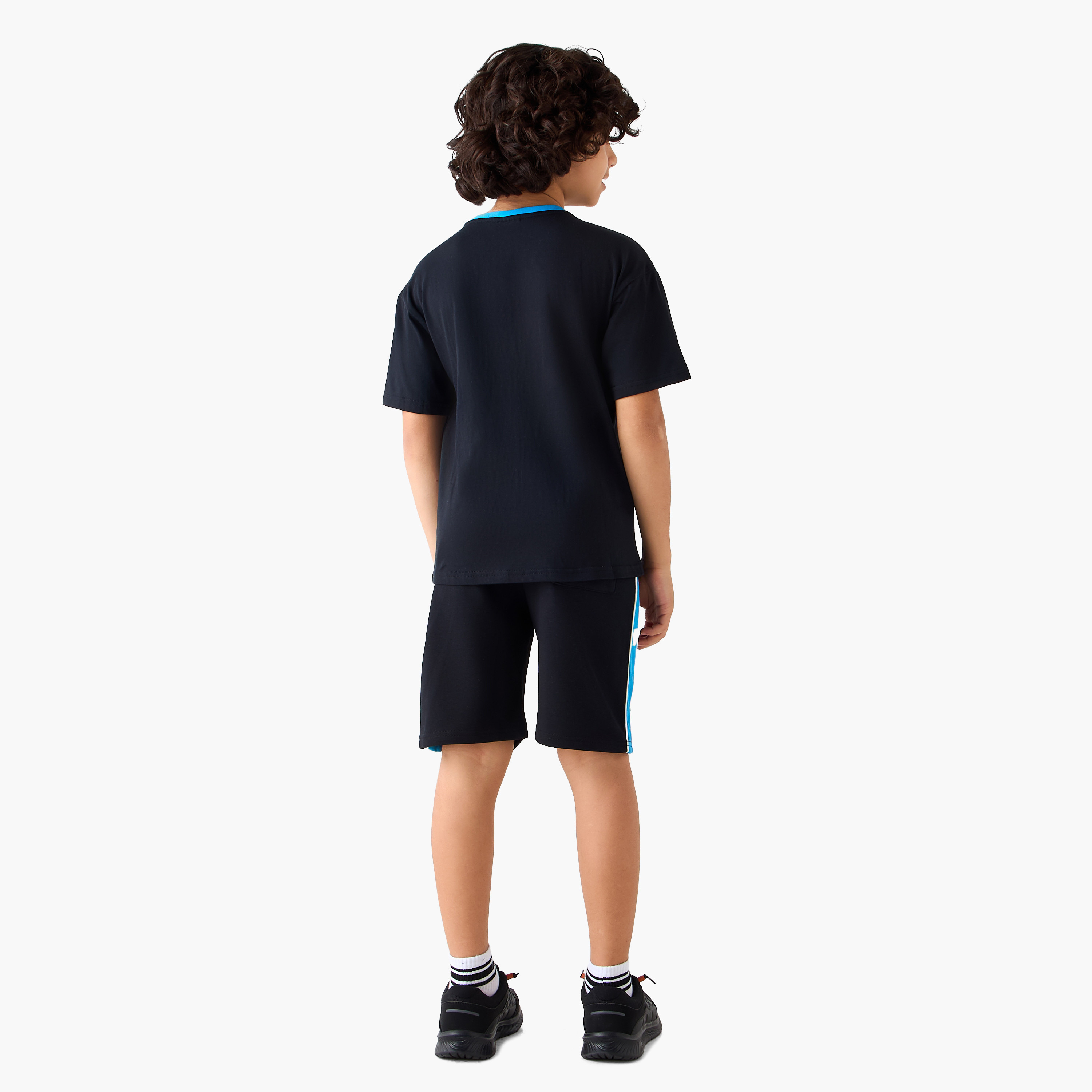 Juniors Crew Neck T-shirt and Shorts Set with Panthers Print-boys-clothing-setsandcoords-image-4