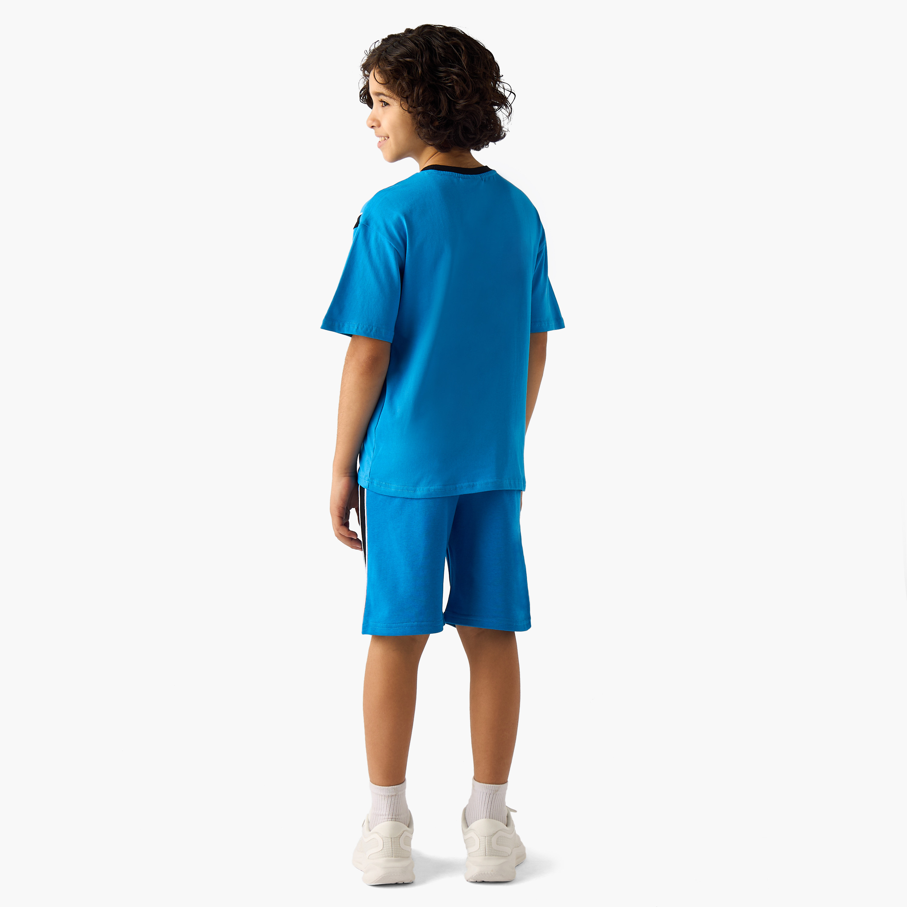 Juniors Crew Neck Short Sleeves T-shirt and Shorts Set with Panthers Print-boys-clothing-setsandcoords-image-4