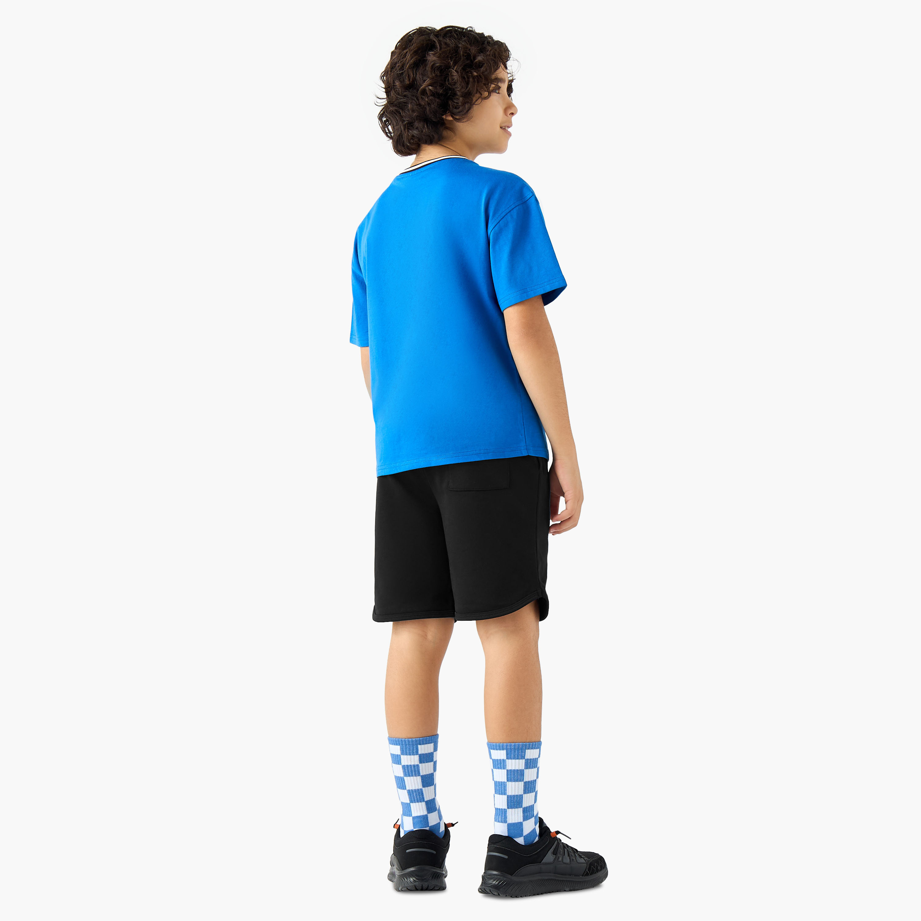 Juniors Crew Neck Short Sleeves T-shirt and Shorts Set with Riyadh National Day Print-boys-clothing-setsandcoords-image-4