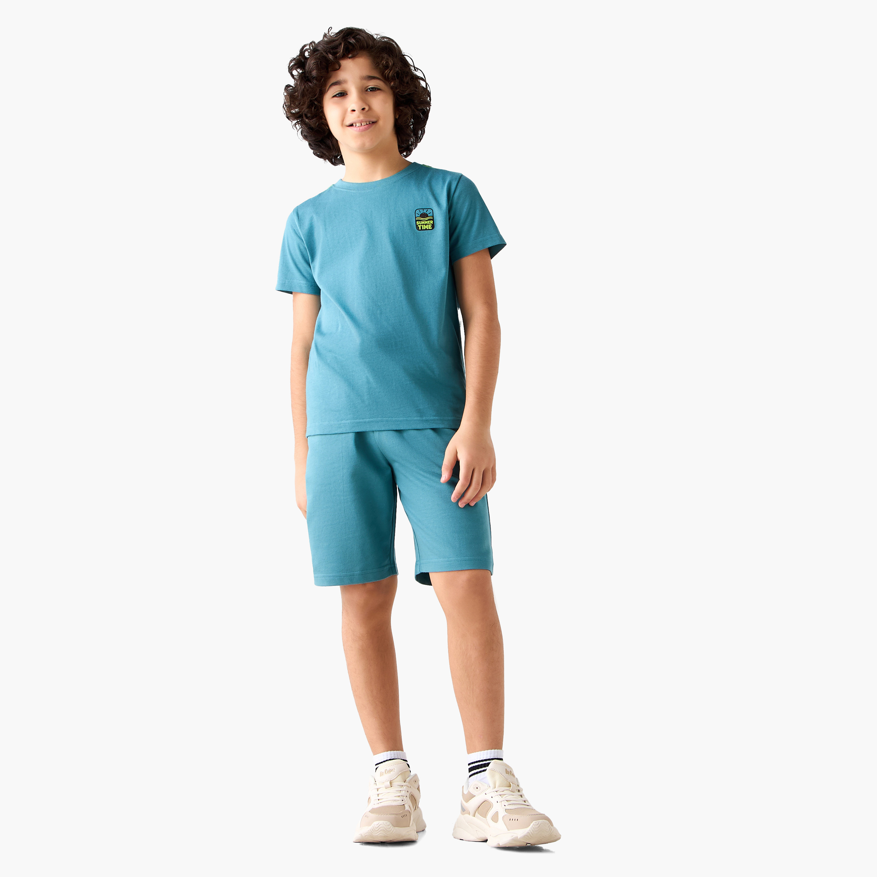 Set of 3 Juniors Crew Neck Short Sleeves T-shirts and Shorts Set with  Graphic Print-boys-clothing-setsandcoords-image-3