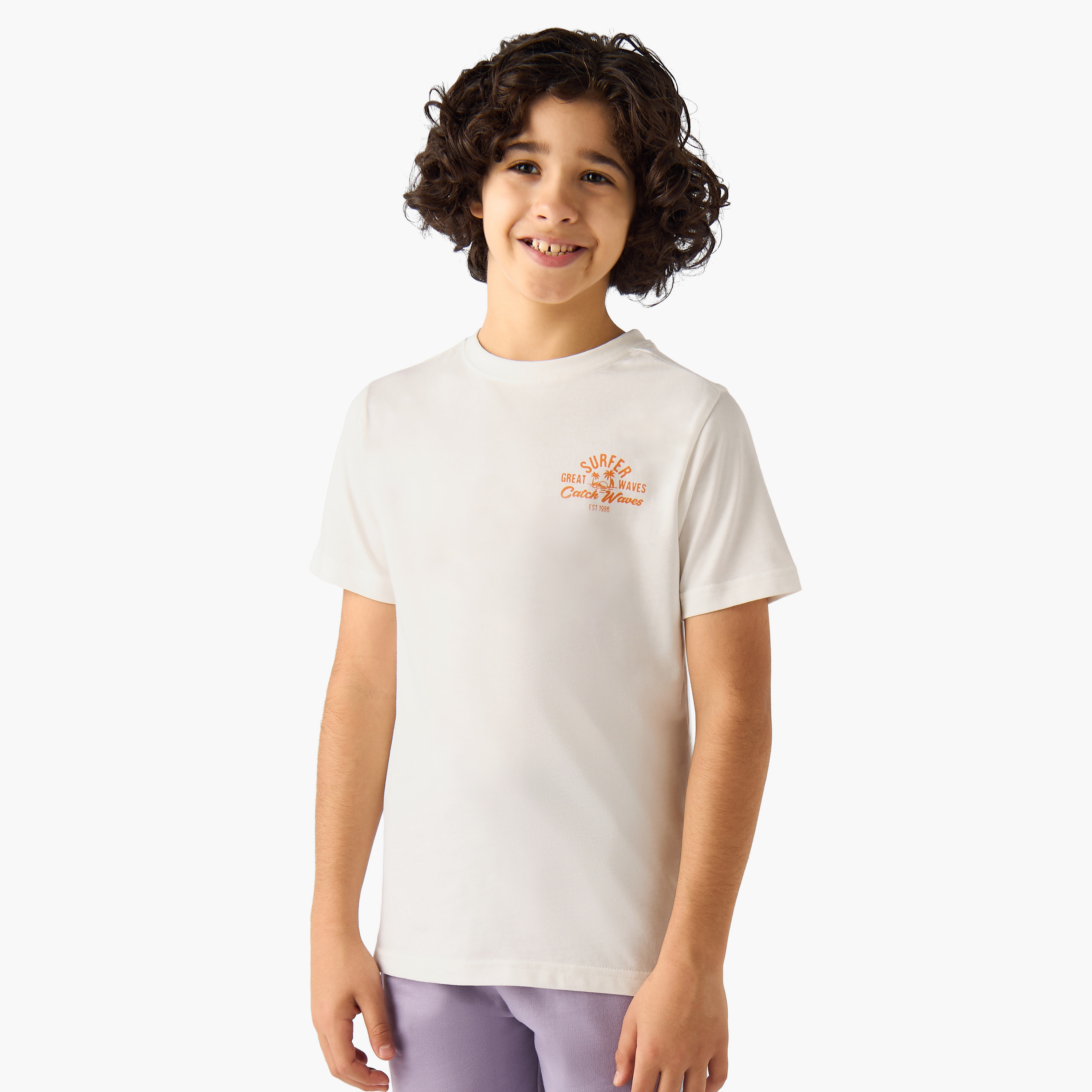 Set of 3 Juniors Crew Neck Short Sleeves T-shirt and Shorts Set with Print-boys-clothing-setsandcoords-image-2